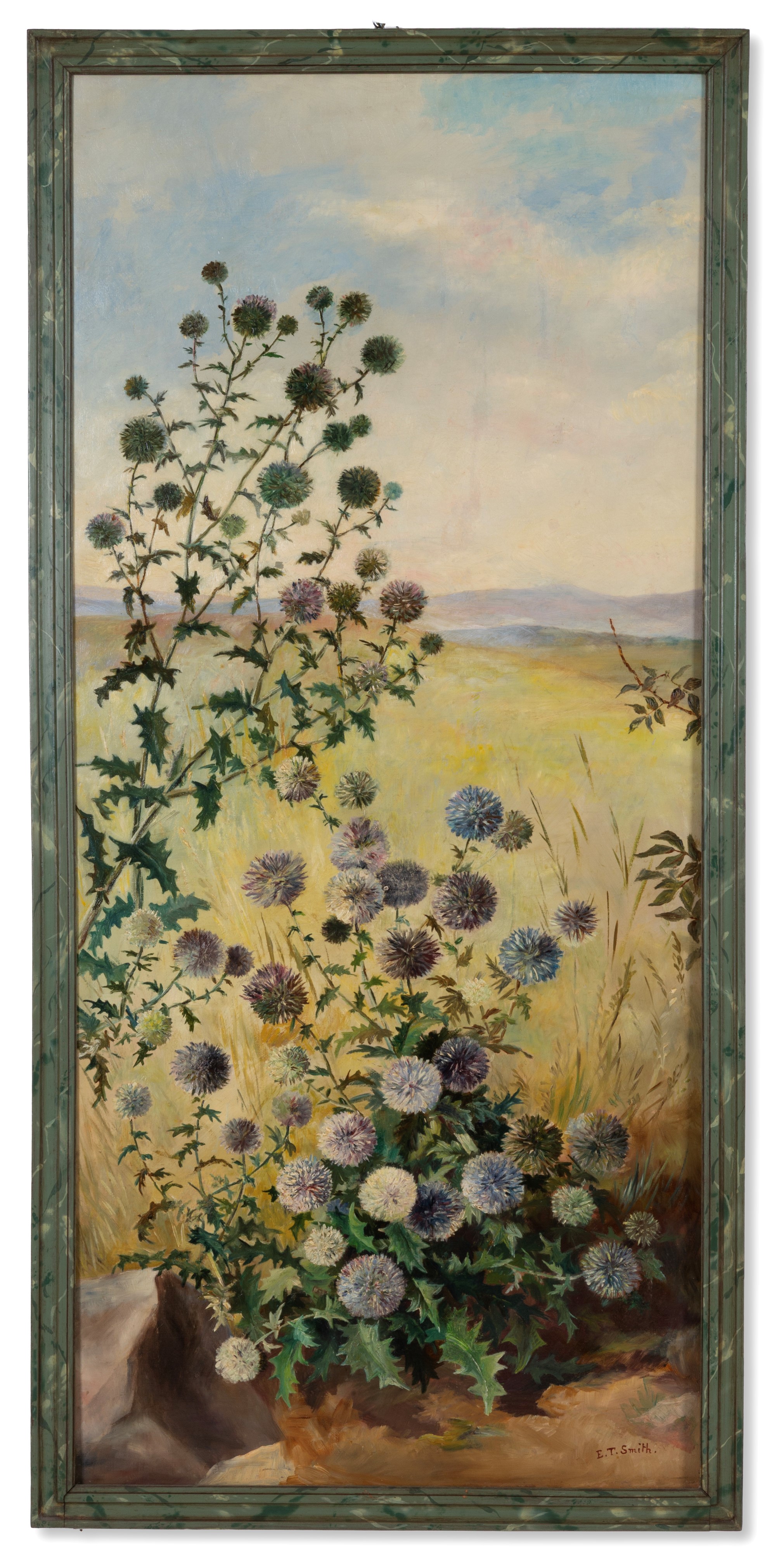 E. T. Smith, Paesaggi con fiori (coppia di dipinti) — olio su tela