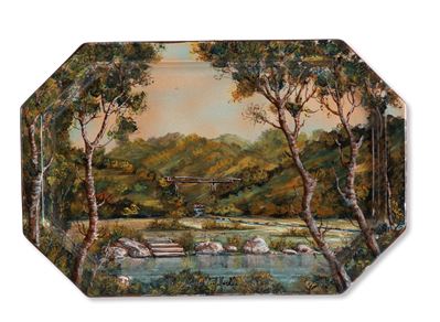Vassoio Ottagonale in Ceramica "paesaggio"