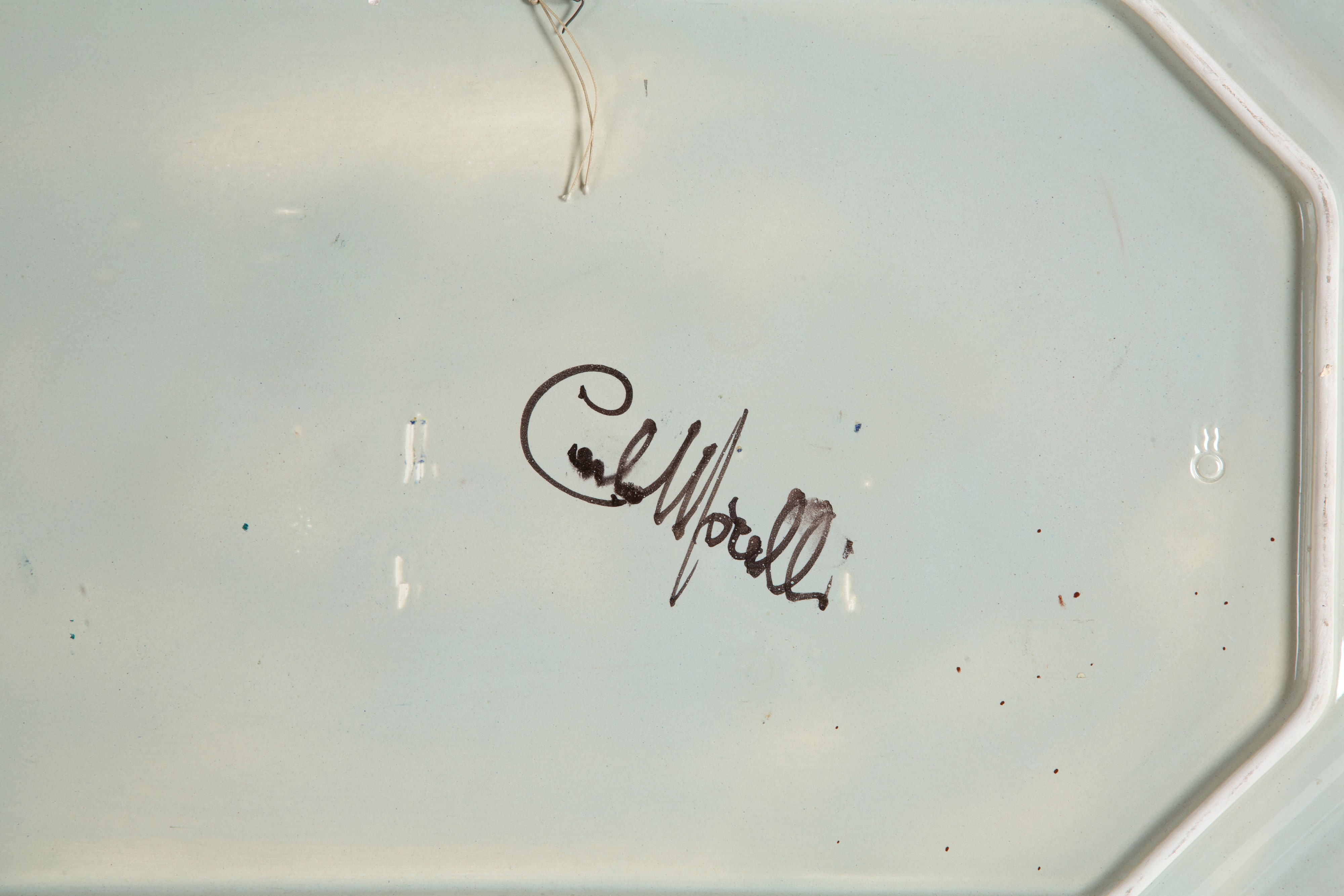 Carlo Morelli - Vassoio Ottagonale in Ceramica "paesaggio"