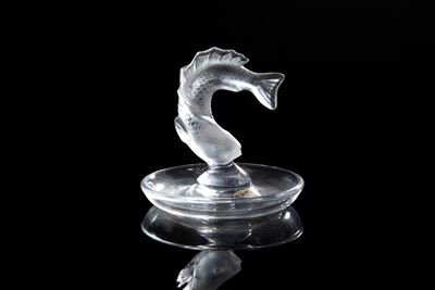 Lalique, Portagioie in cristallo con carpa Koi o Goujon