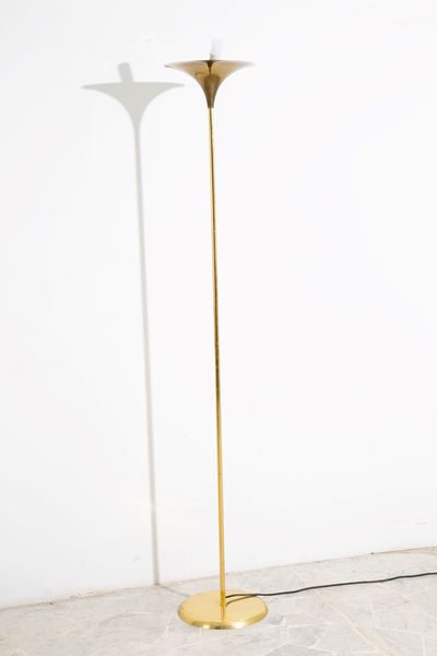 Lampada da terra in ottone, XX secolo, illuminazione