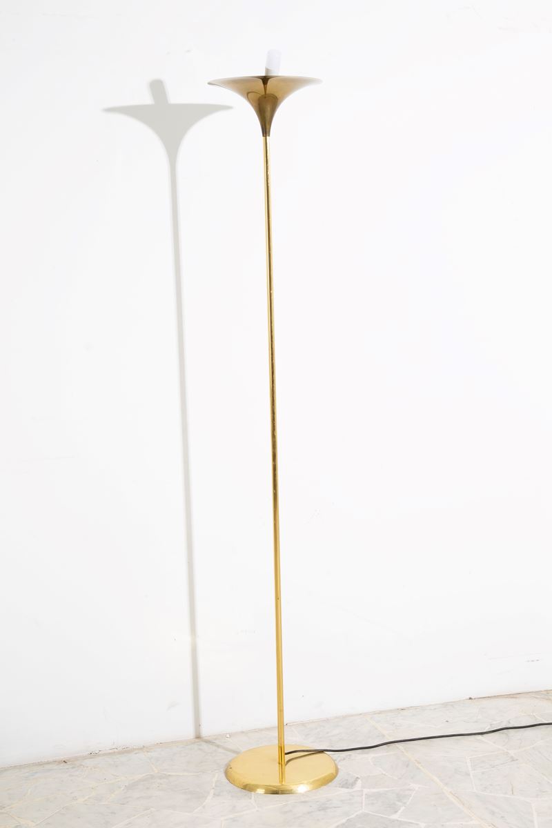 Lampada da terra in ottone, XX secolo, illuminazione