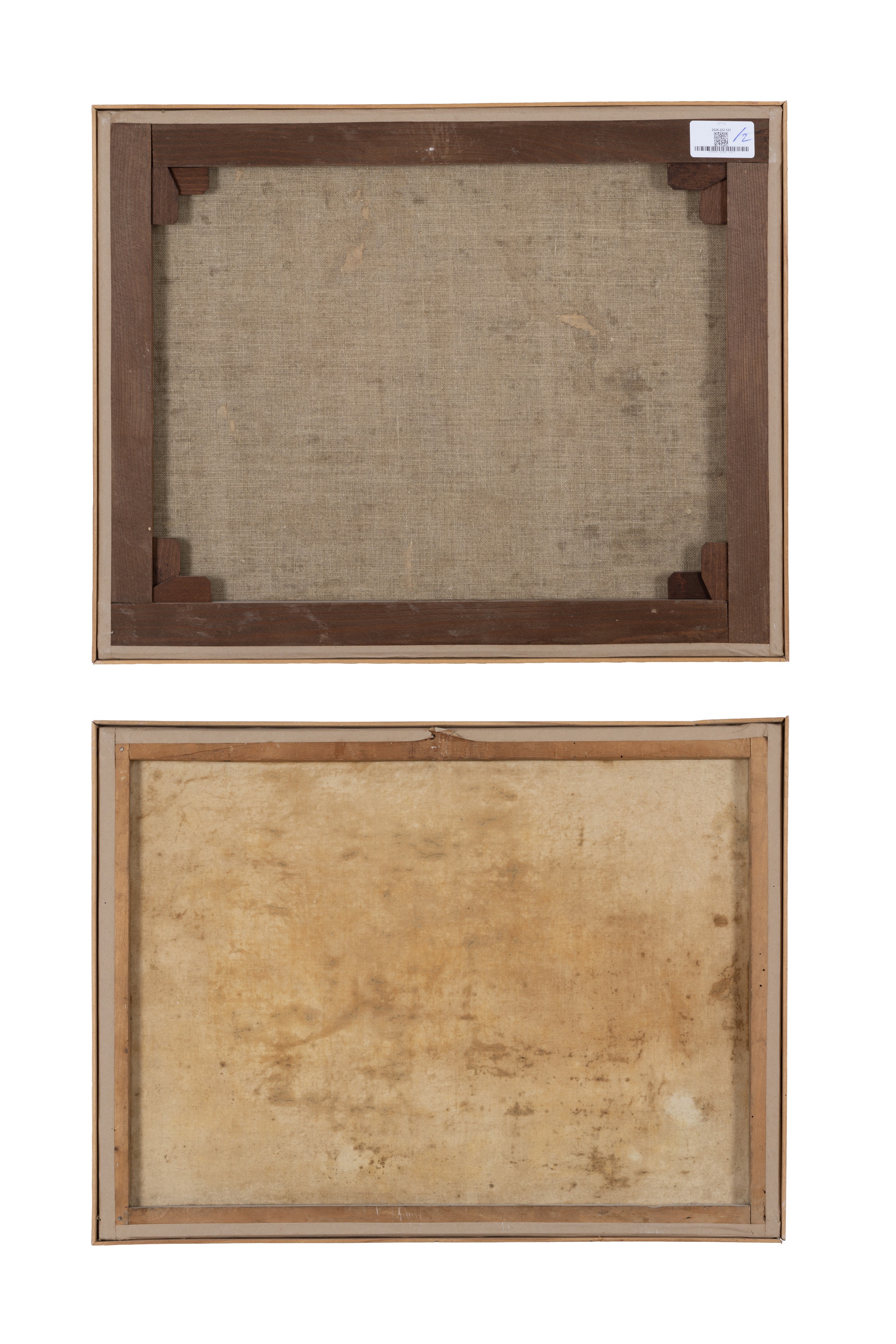 Coppia di dipinti, Paesaggi con figure, olio su tela, XVIII secolo