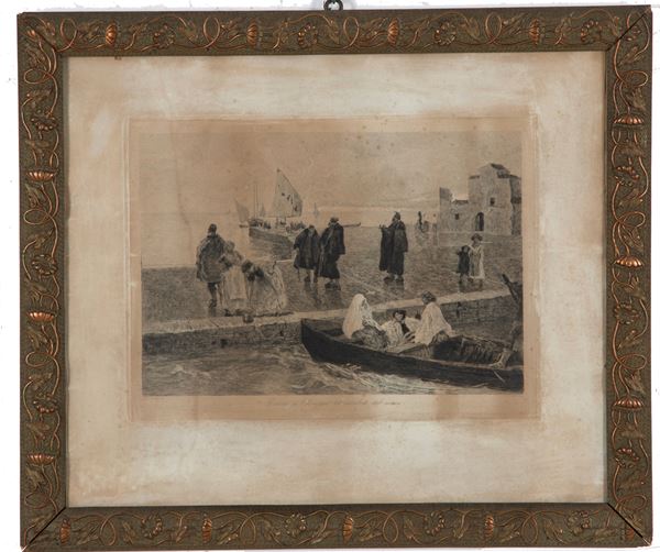 MOSE' BIANCHI - Engraving "DONNE DI CHIOGGIA ED INVALIDI DEL MARE"