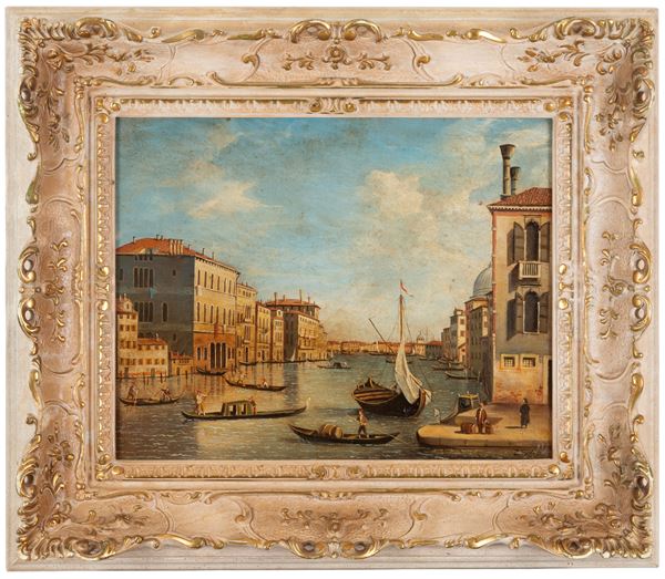 Painting "VIEW OF CANAL GRANDE WITH BOATS AND FIGURES"