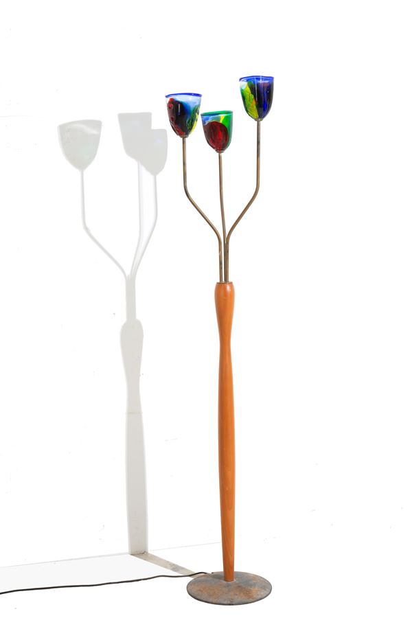 Floor lamp with colored glasses