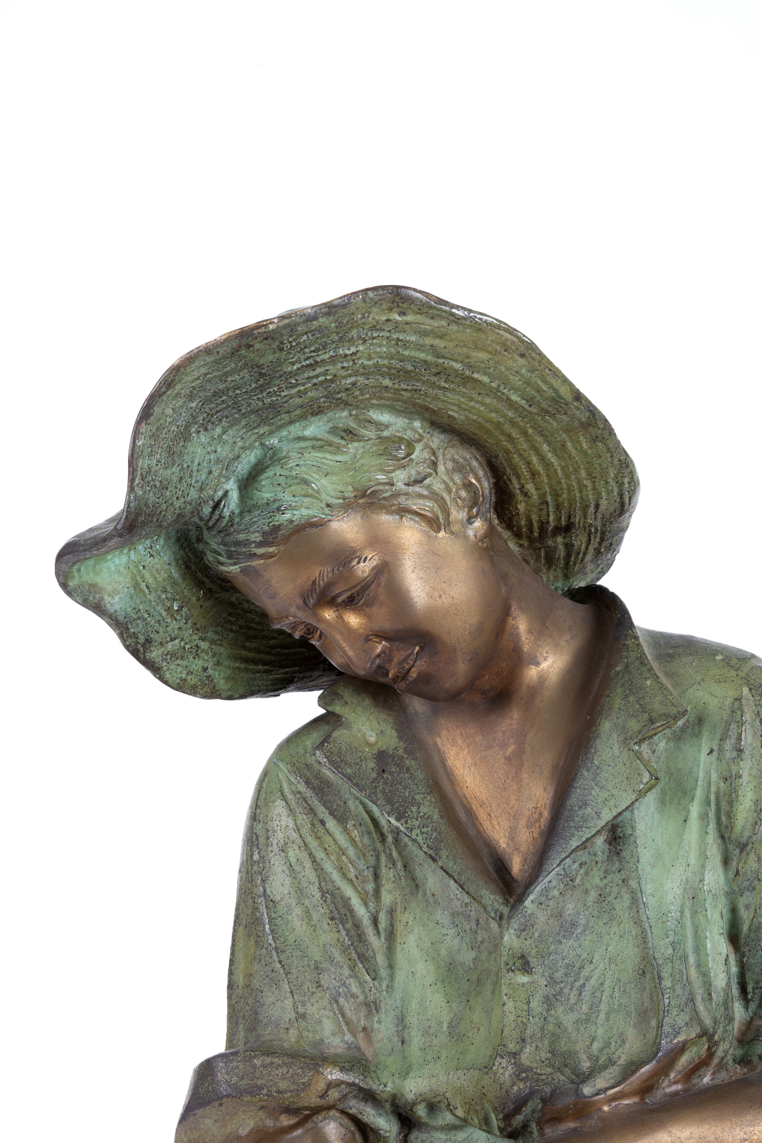 Scultura, Pescatore con rete, bronzo patinato, XX secolo