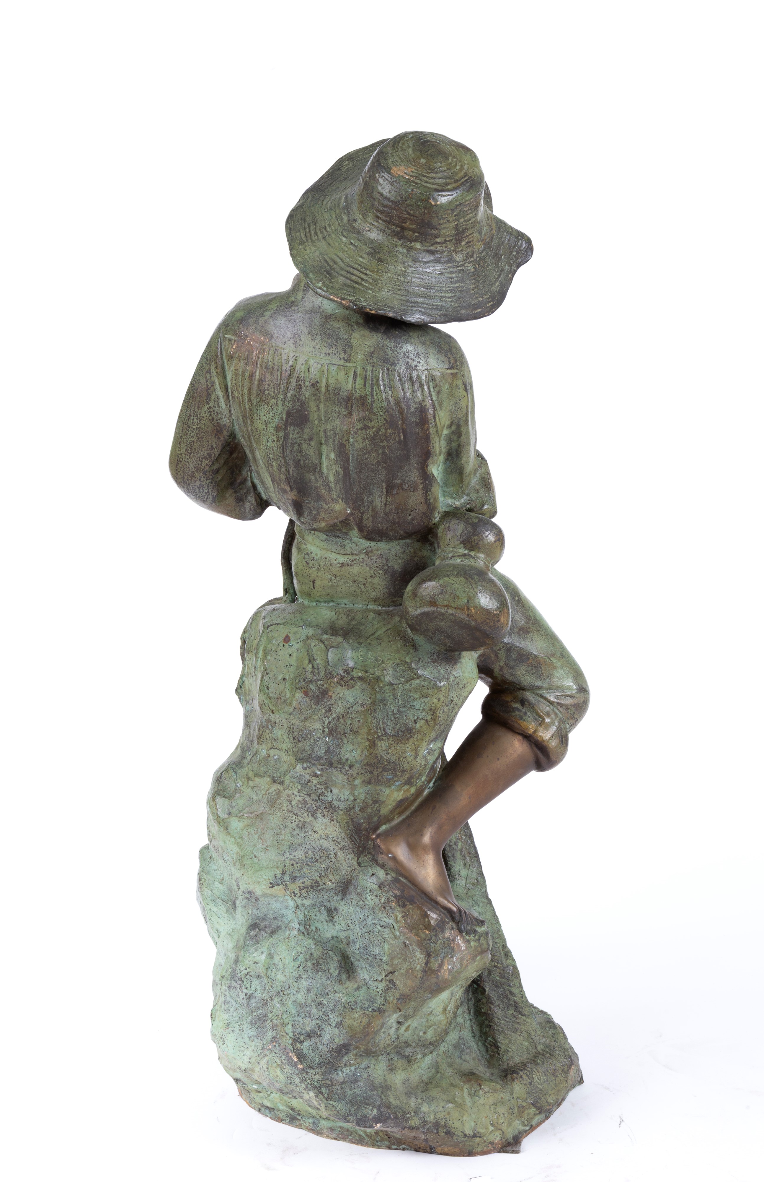 Scultura, Pescatore con rete, bronzo patinato, XX secolo