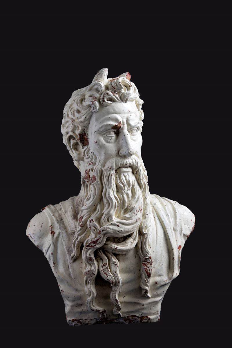 Scultura raffigurante Mosè, terracotta dipinta, XX secolo