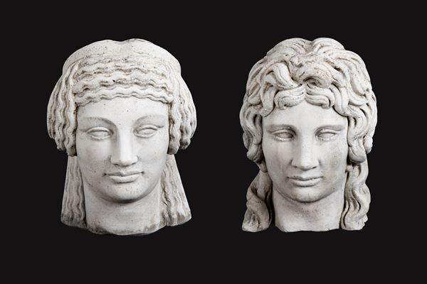 Two sculptures "GREEK FACES"