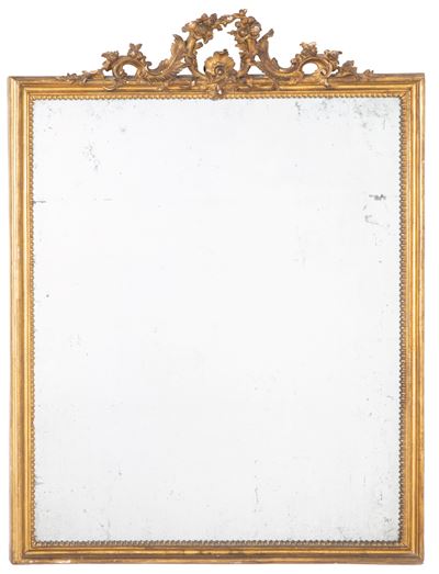 Specchiera in legno dorato con specchio al mercurio, periodo Luigi XVI