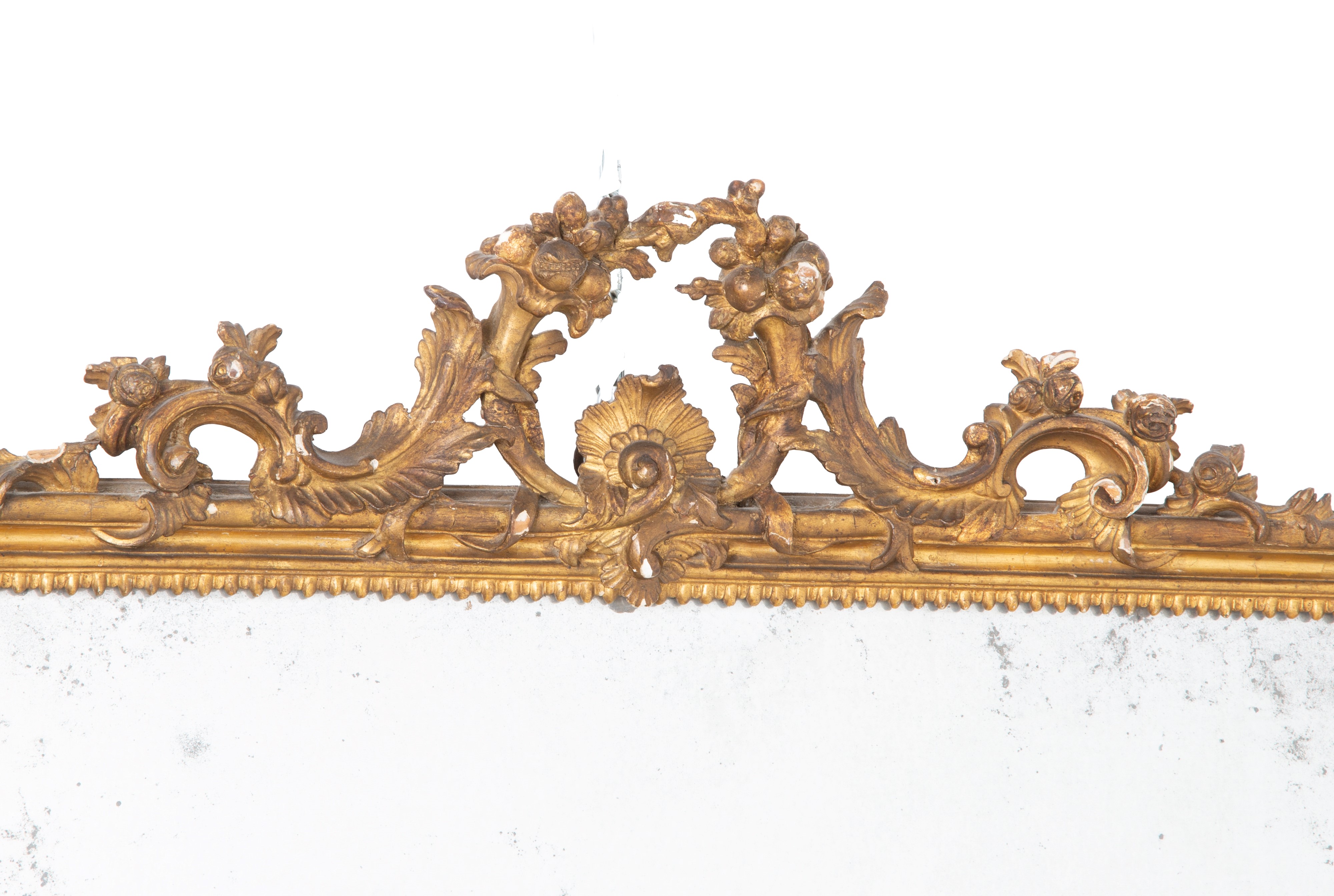 Specchiera in legno dorato con specchio al mercurio, periodo Luigi XVI