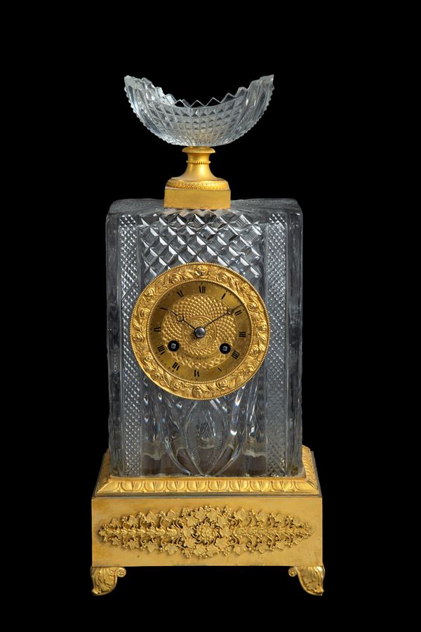 Crystal and bronze clock