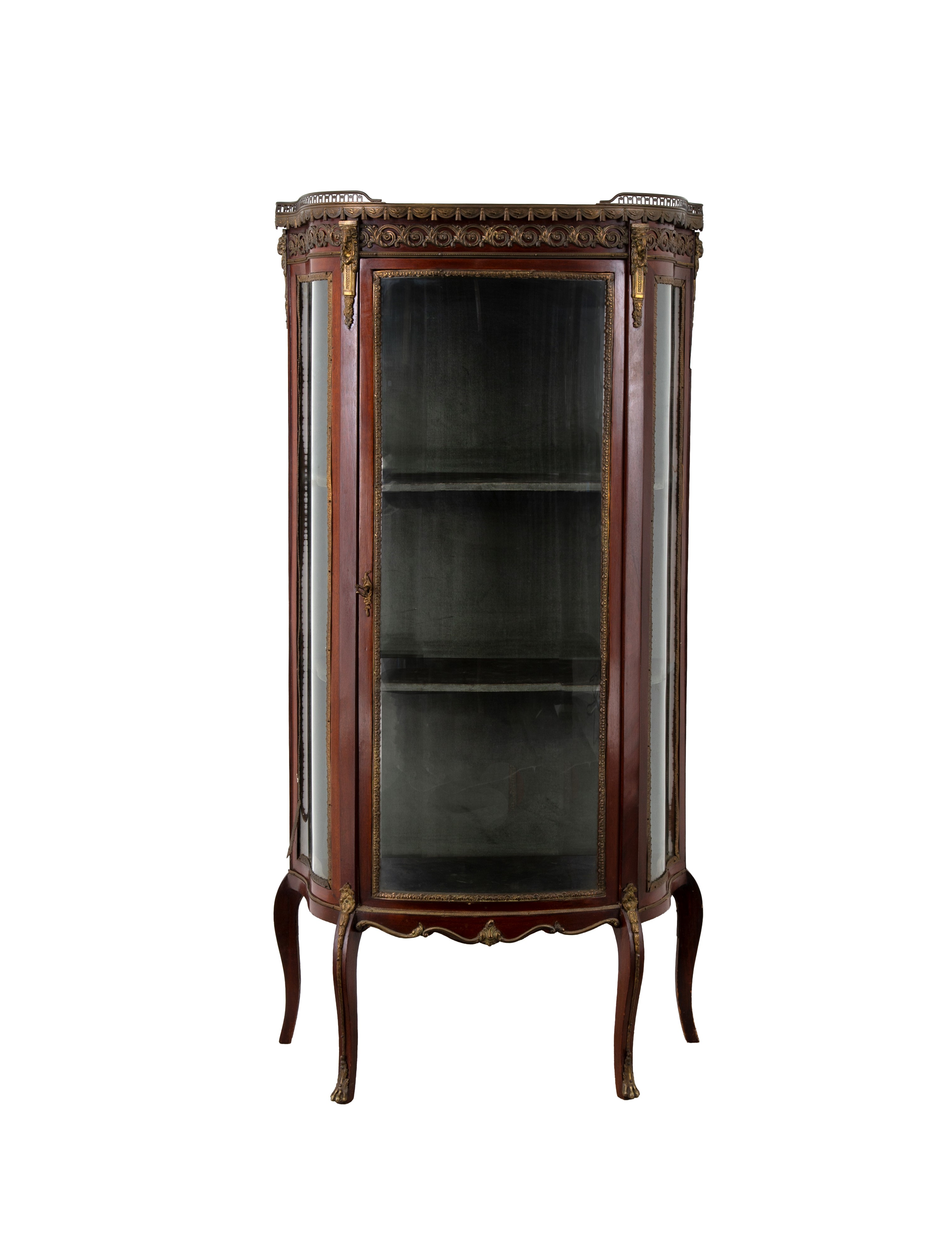 Vetrinetta in mogano con applicazioni in bronzo dorato e piano in marmo (Napoleone III)