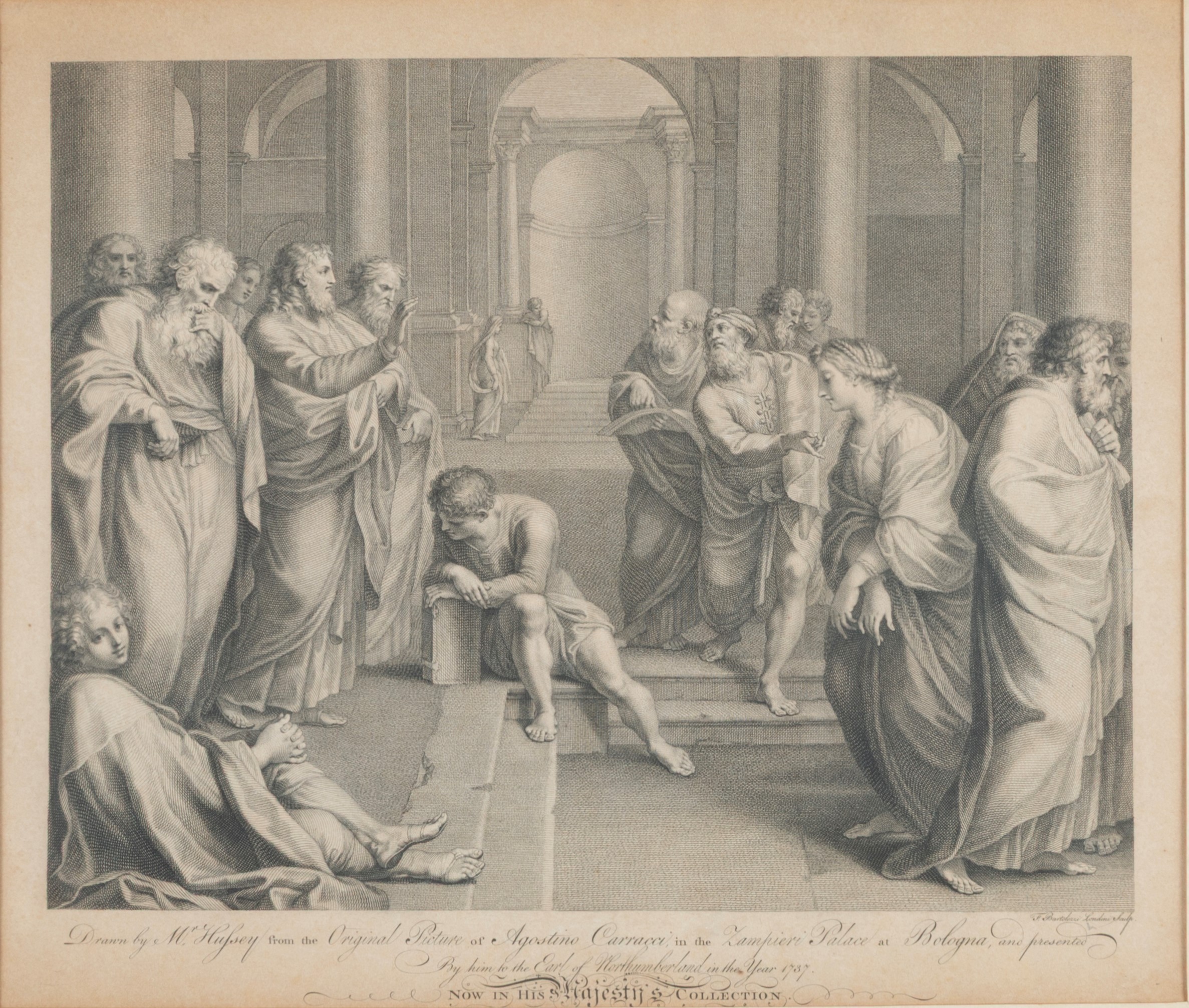Agostino Carracci - Cristo e l’adultera (incisione su carta)
