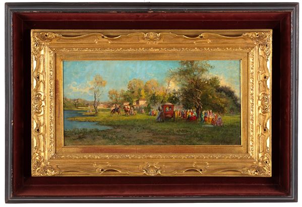 ALBERTO PASINI - Painting "CARAVAN STOP"