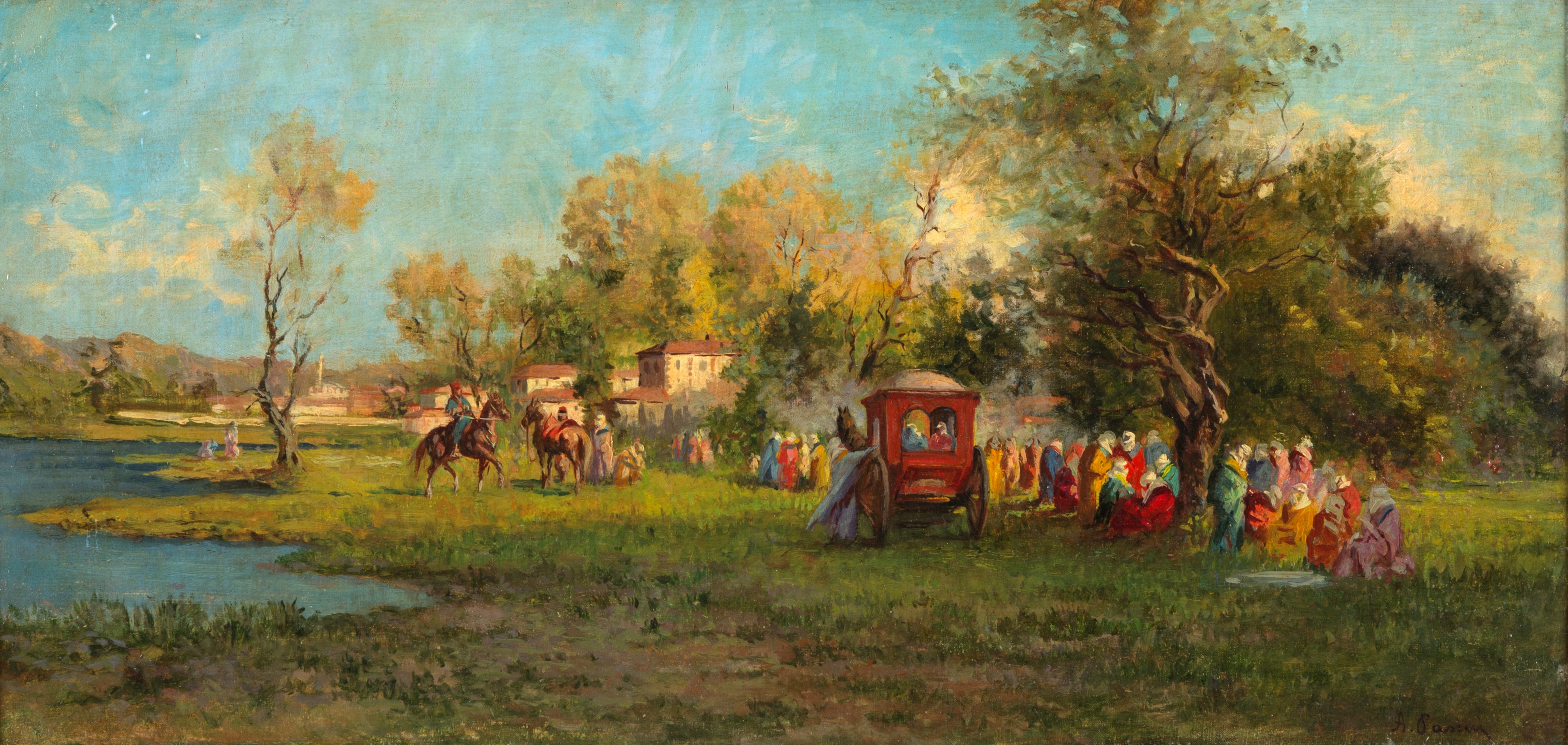 Alberto Pasini - Sosta della carovana, olio su tela