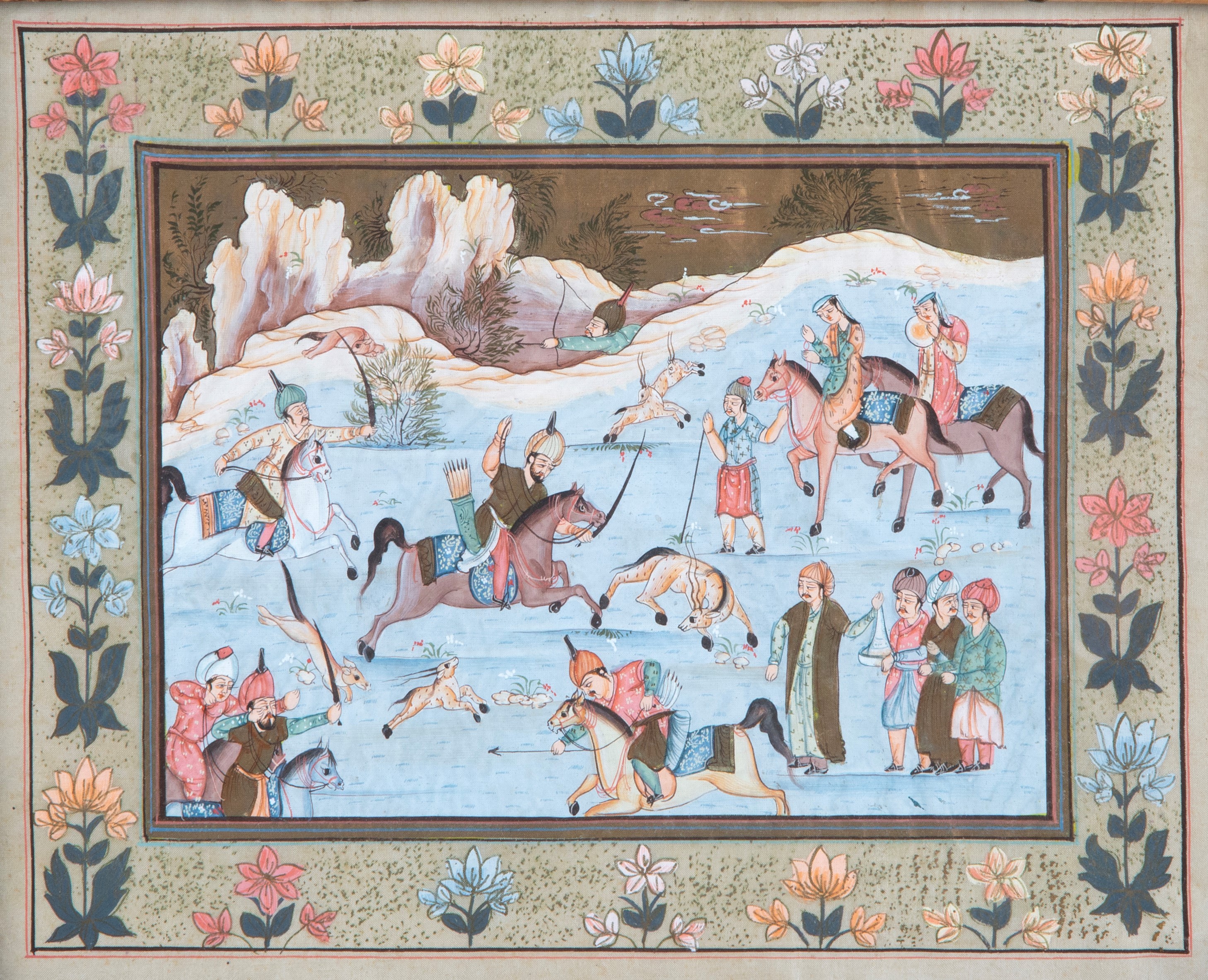 Quattro tempere su seta, Scene di corte indiane (XIX secolo)