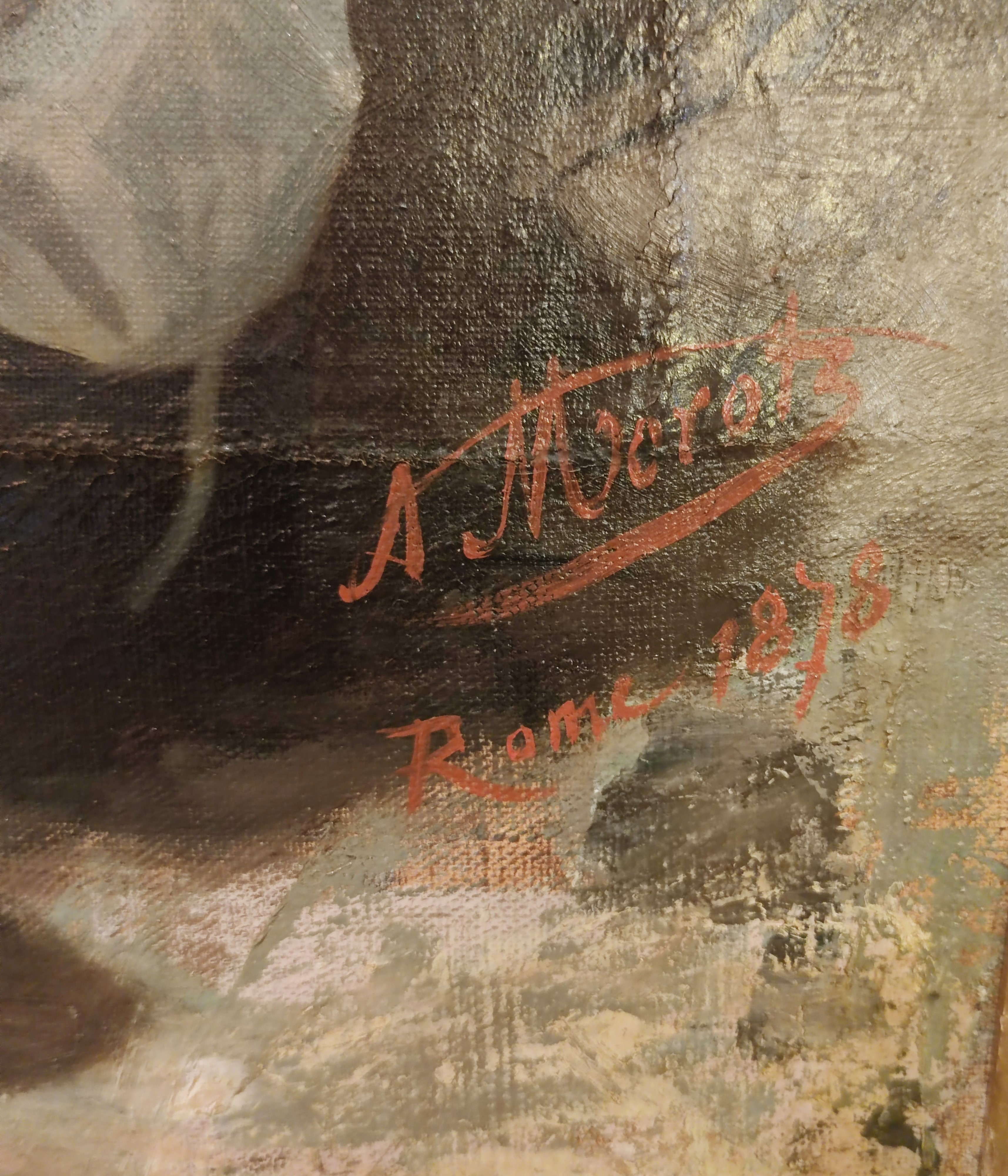 Morot Nicolas Aimé, Ritratto di gentildonna, olio su tela (firmato e datato 1878)