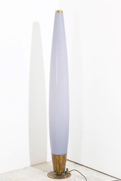 Lampada da terra in vetro color viola e ottone