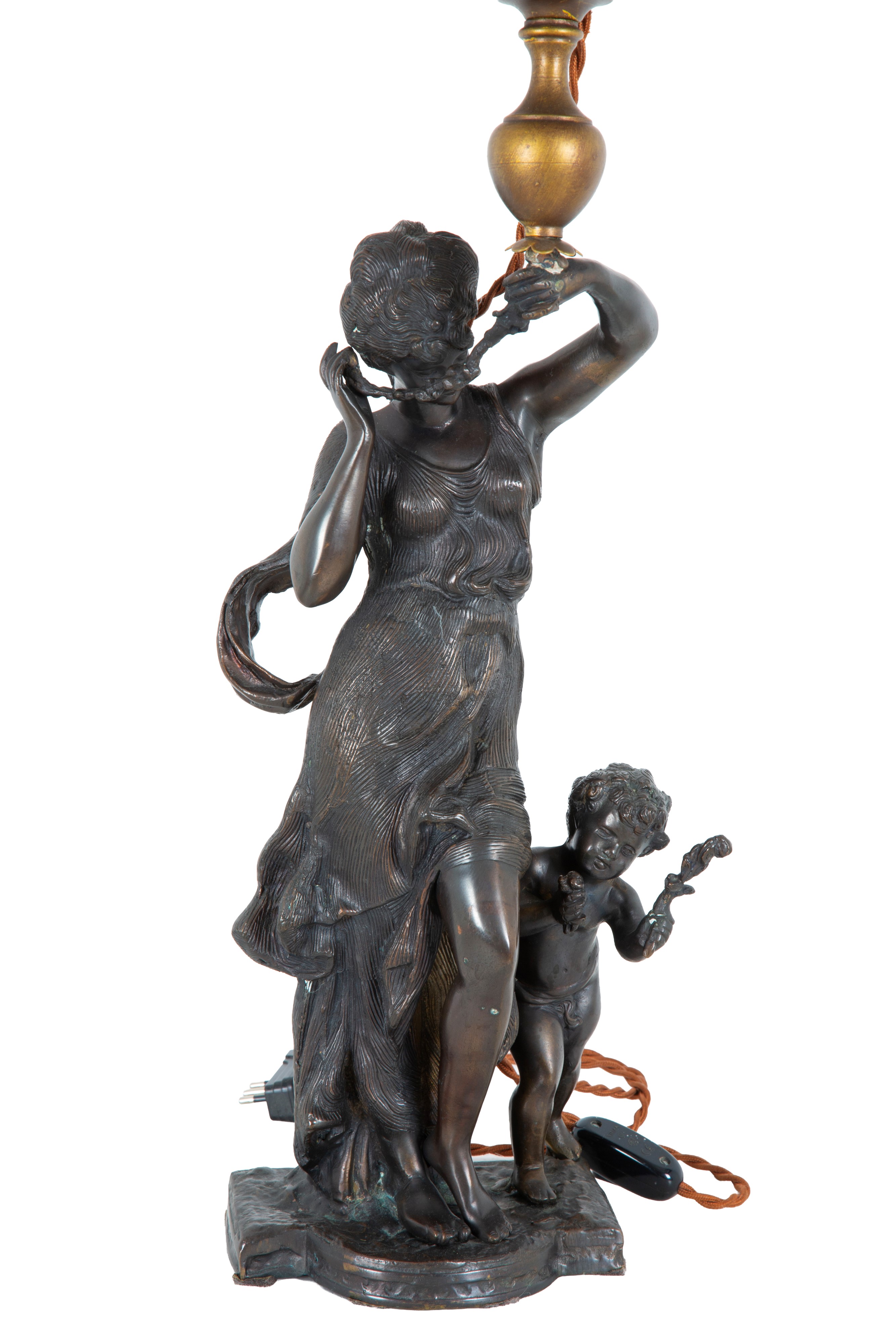 Marzio Cecchi, Lampada da tavolo in bronzo a guisa di donna con bambino