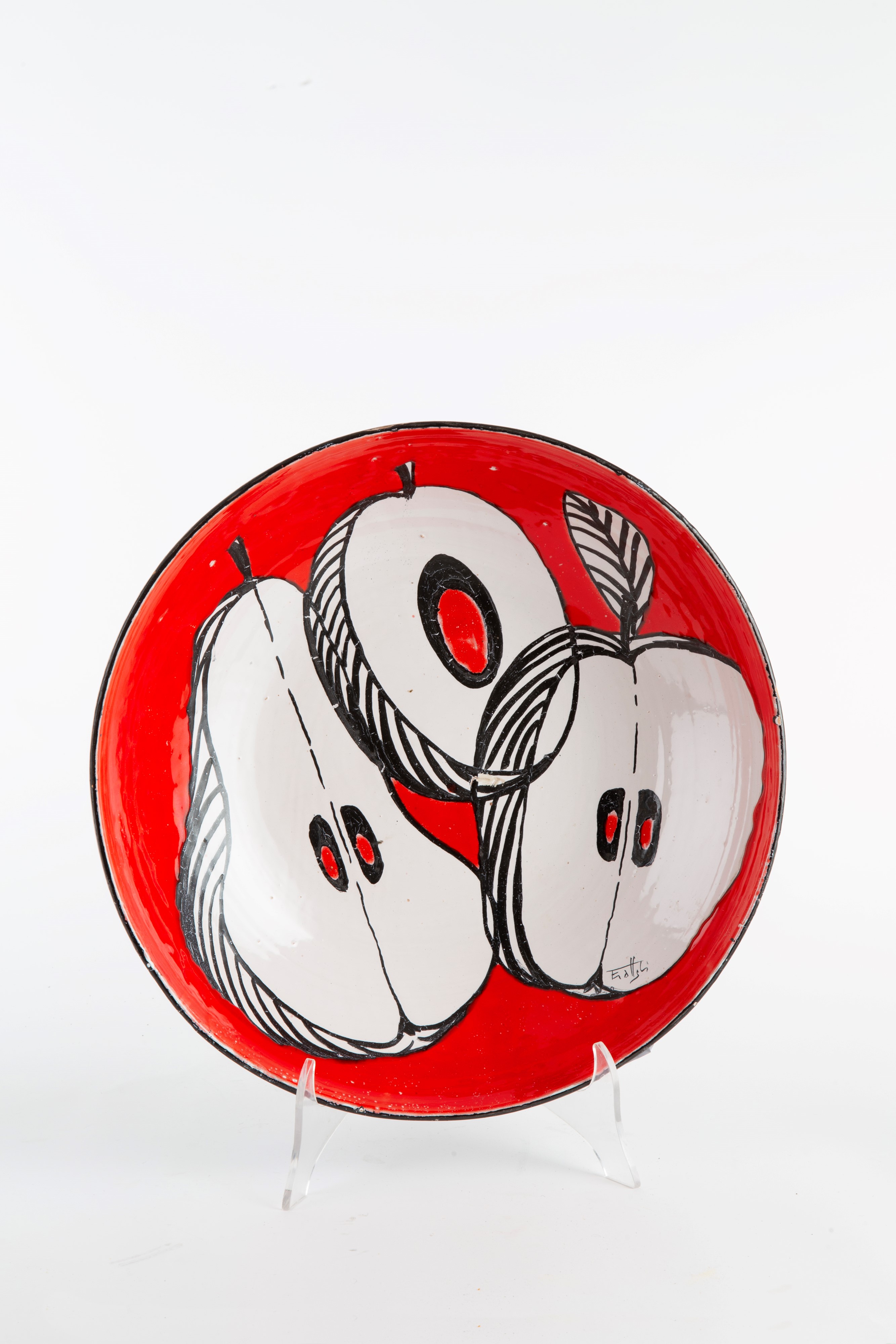 Marzio Cecchi - Ciotola in ceramica invetriata decorata con frutta
