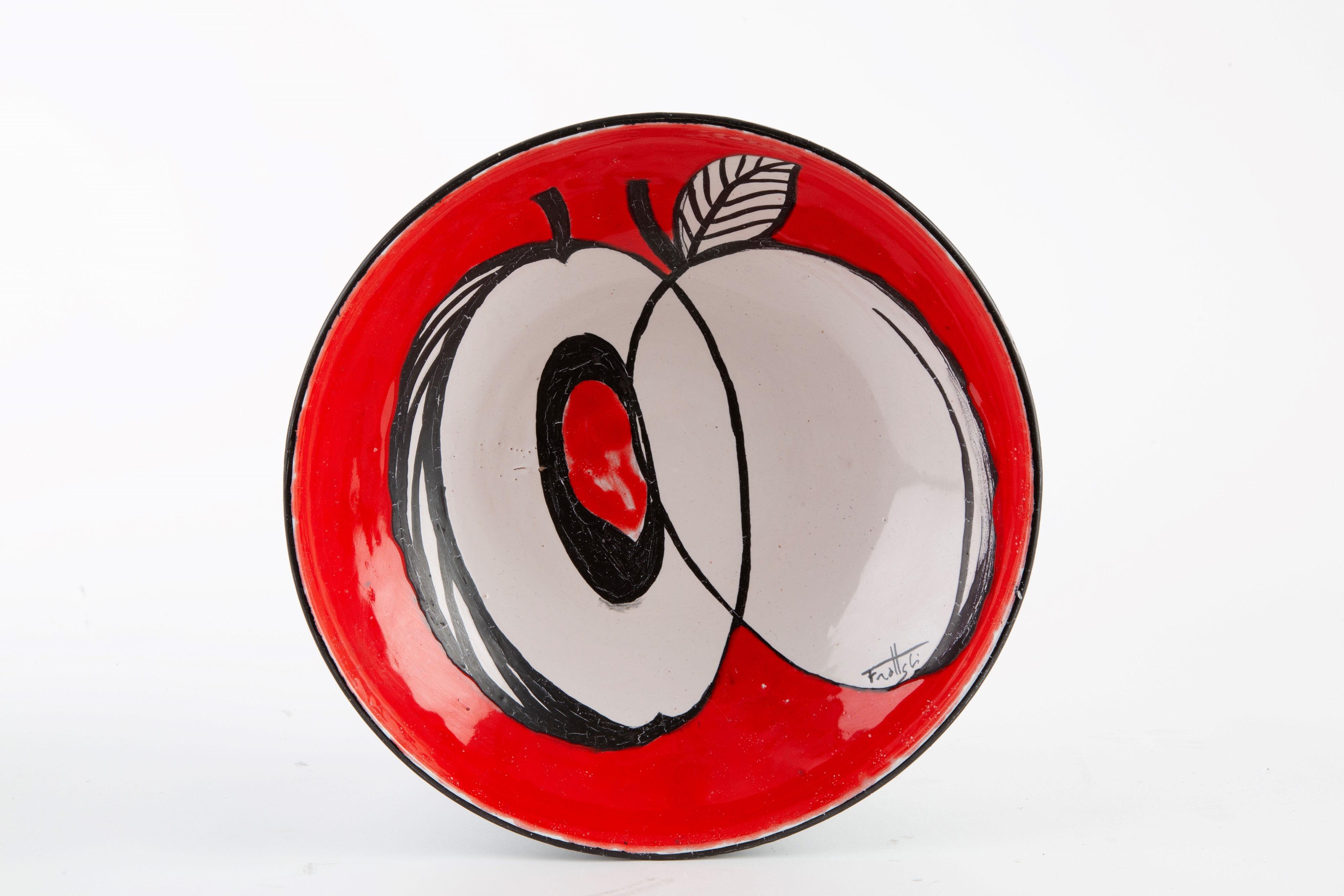 Marzio Cecchi - Ciotola in ceramica invetriata con decorazione a frutta