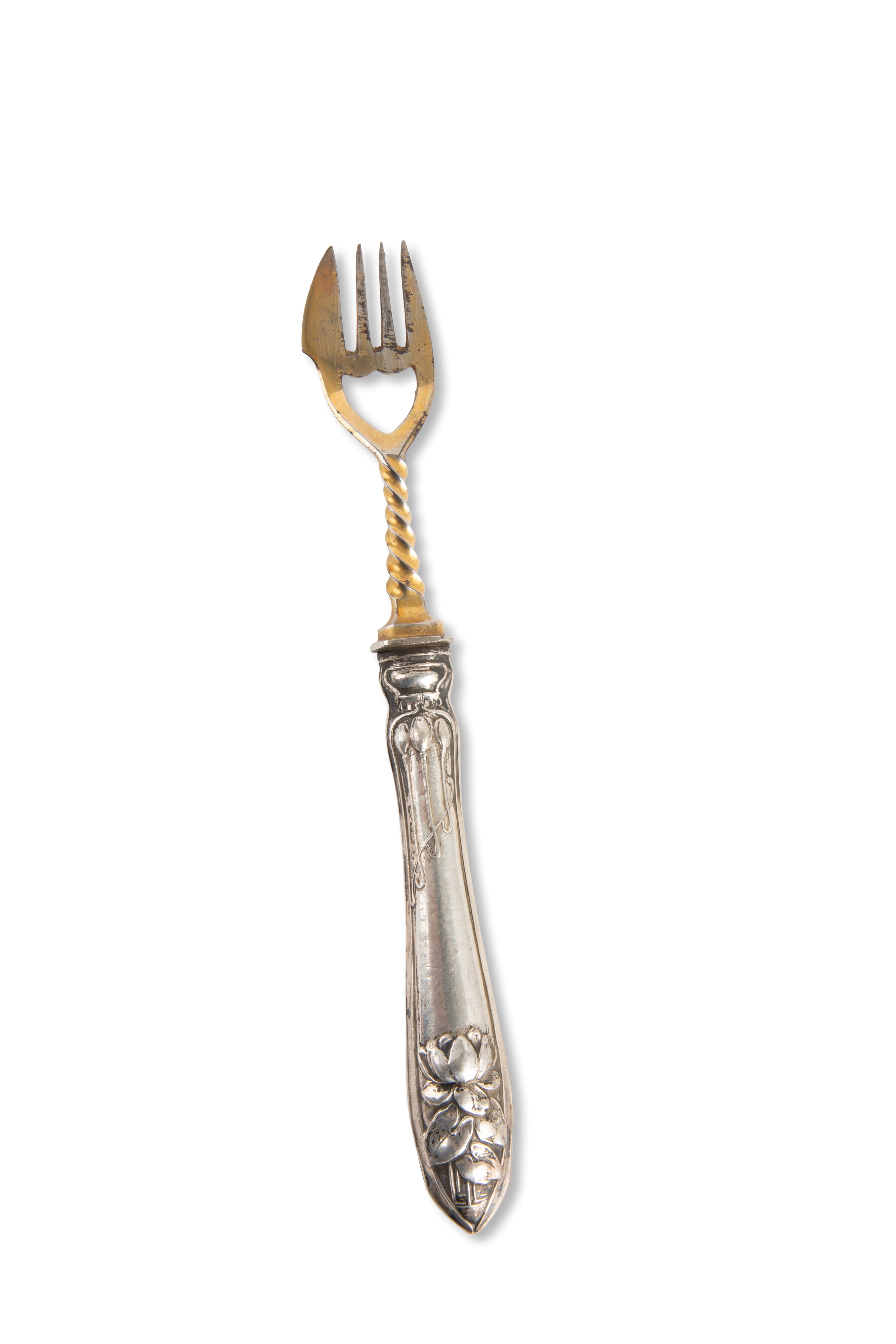 Set di dodici forchette da dolce, argento 800 e vermeil (XX secolo)