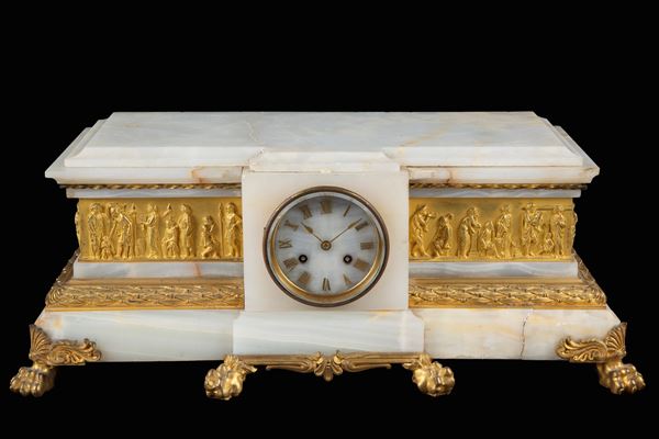Onyx and bronze clock