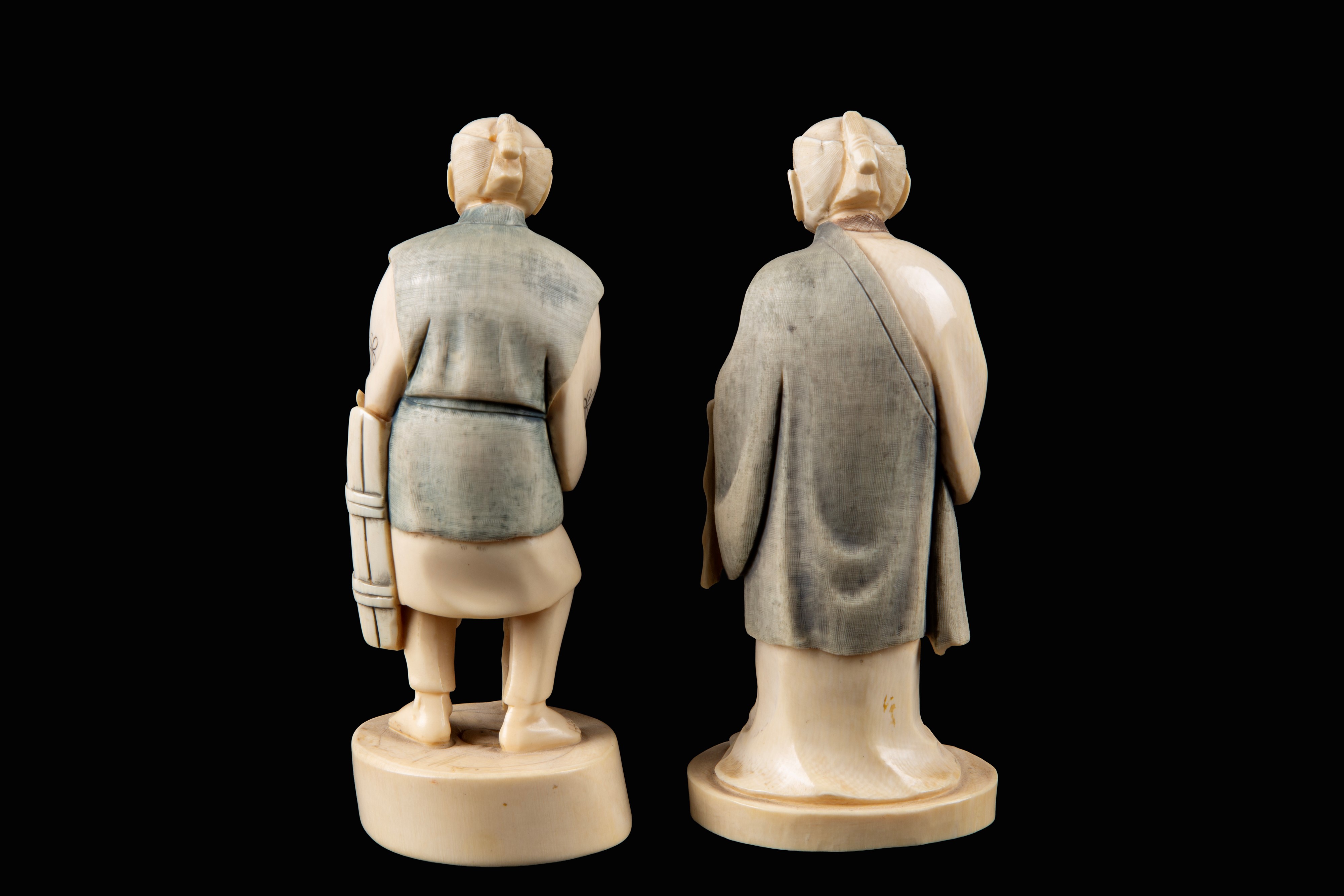 Sculture in avorio raffiguranti «Anziani», Cina, Dinastia Qing