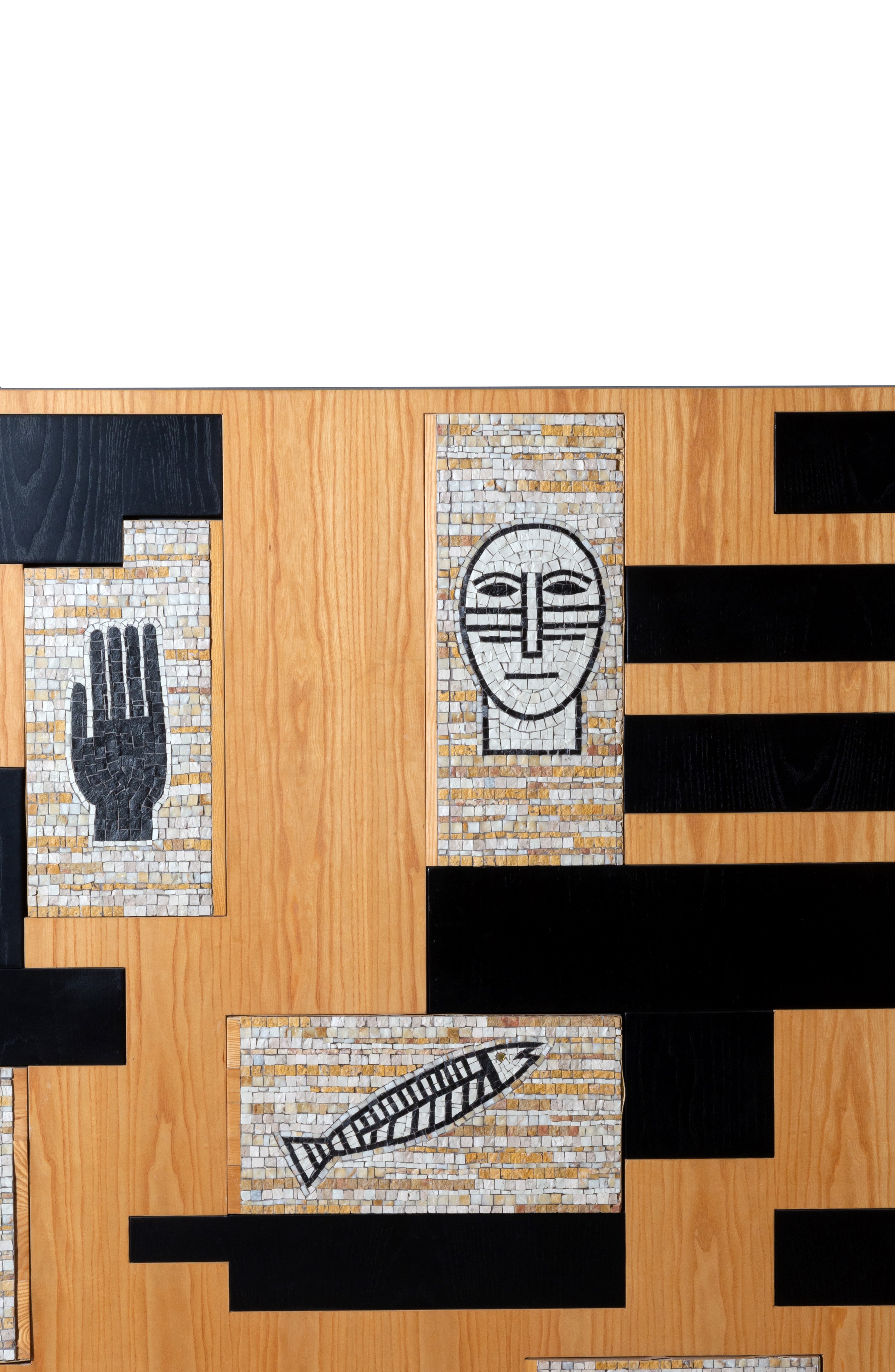Mimmo Paladino - Scacco al re, mobile scultura in legno e mosaici