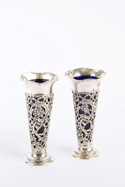 Coppia di Portafiori in Argento