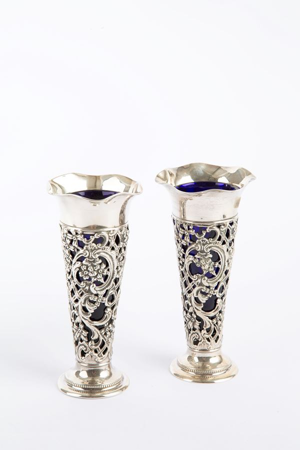 Pair of silver flower holders