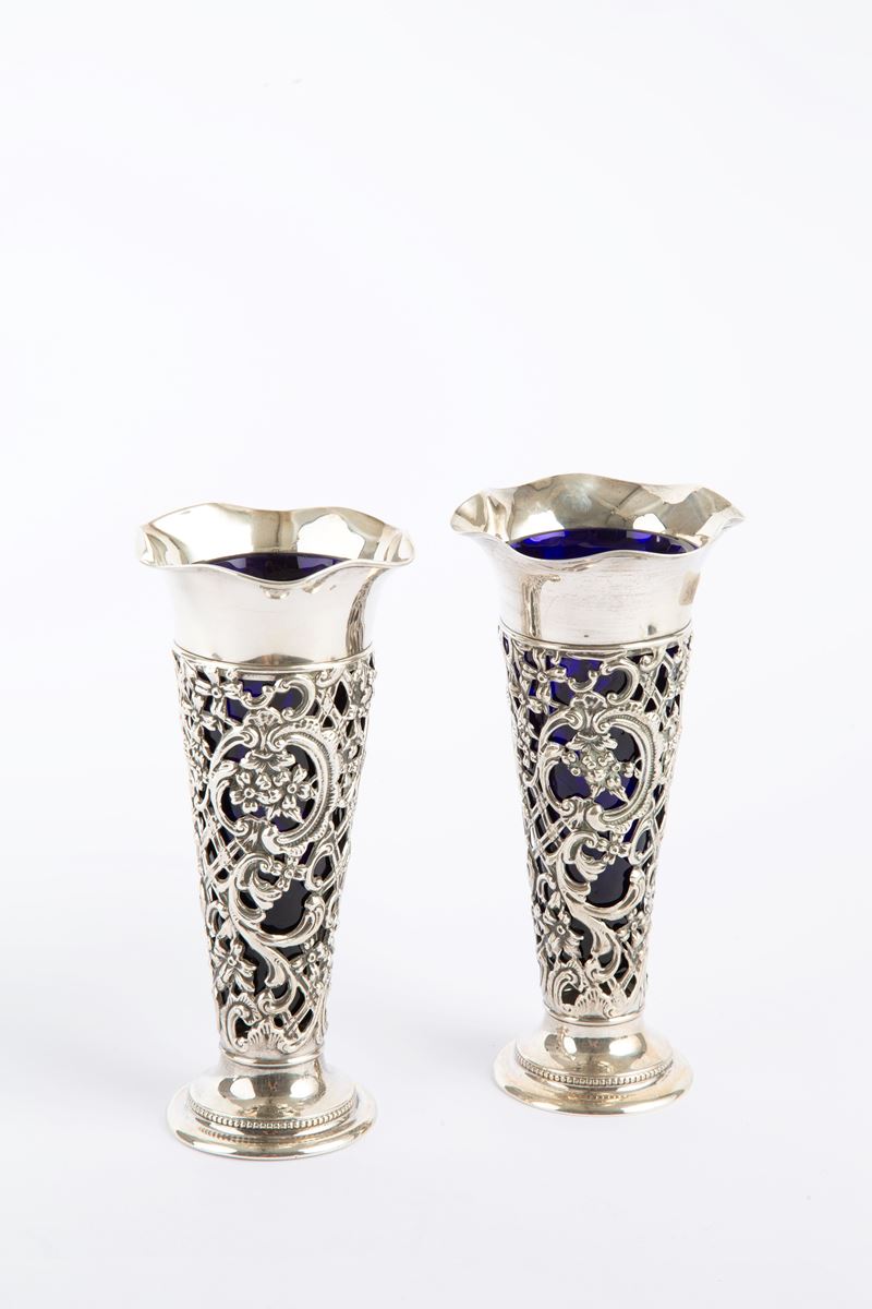 Coppia di Portafiori in Argento