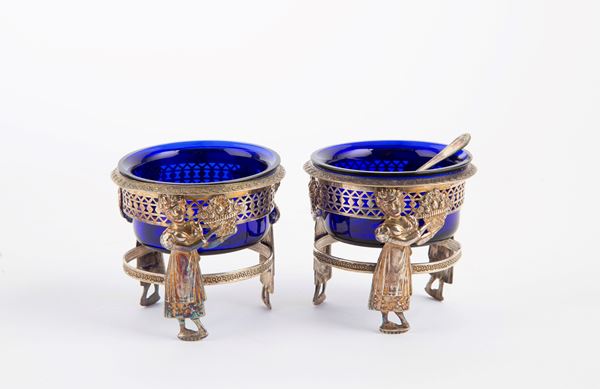 Pair of silver salt shakers