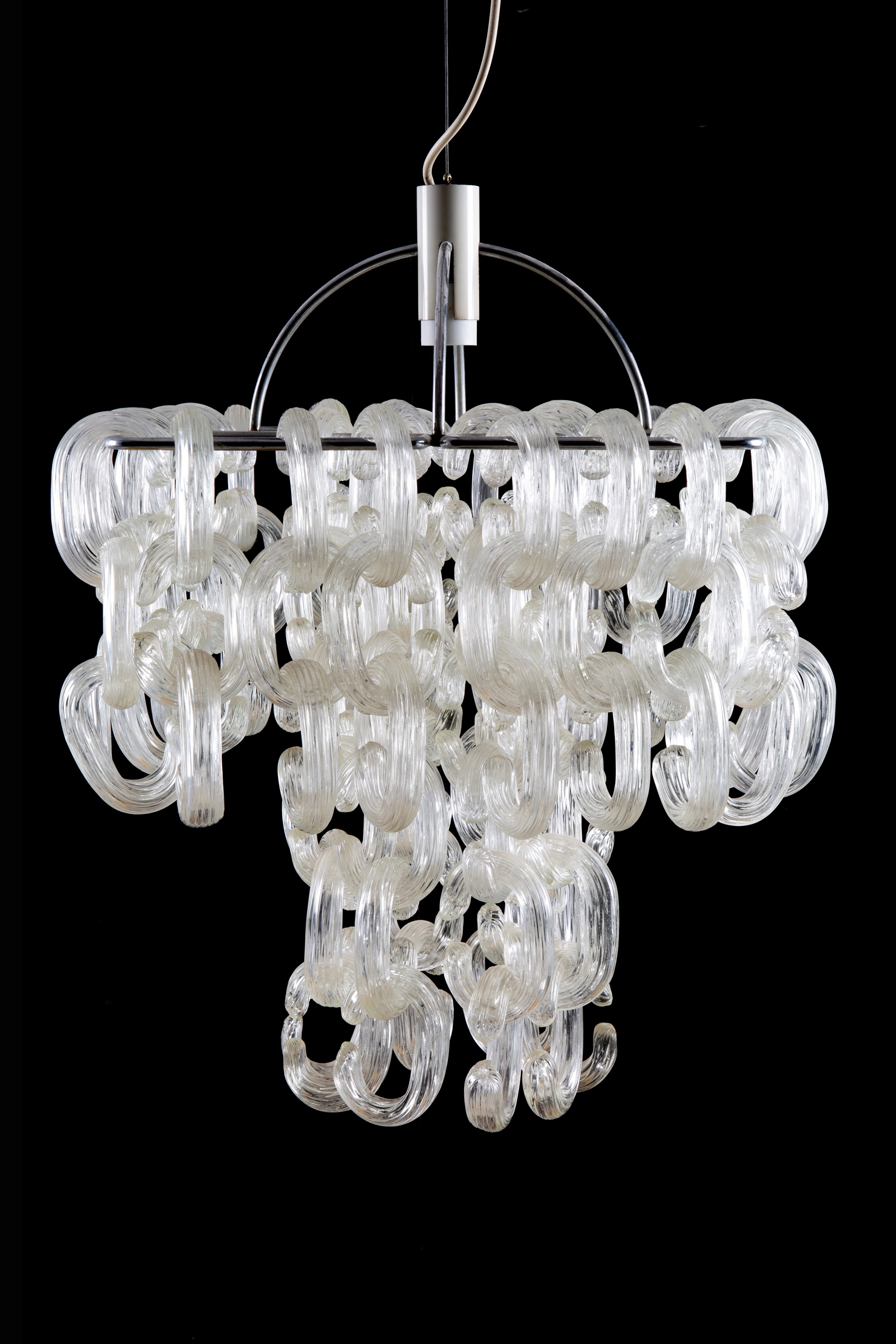 Carlo Nason - Lampadario una luce con elementi diffusori in vetro di Murano