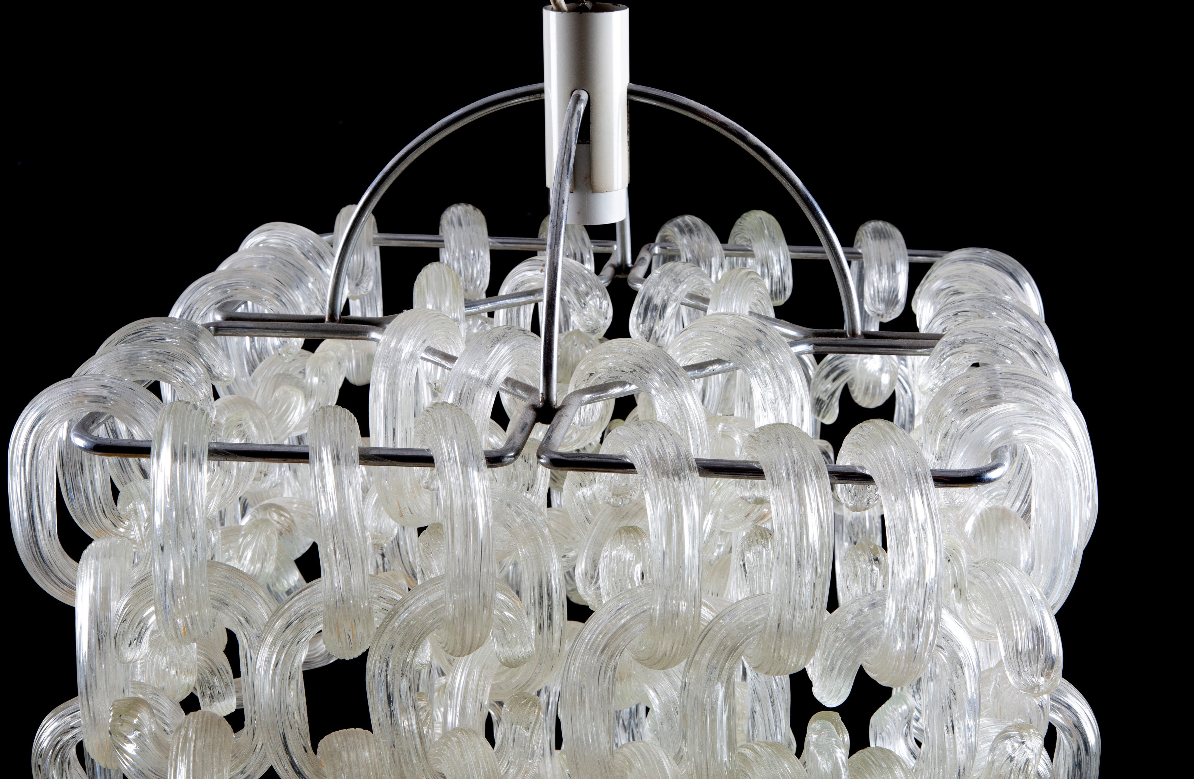 Carlo Nason - Lampadario una luce con elementi diffusori in vetro di Murano