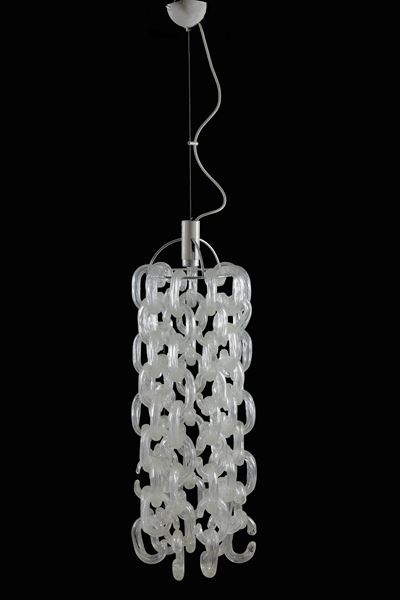 Lampadario a una luce con elementi diffusori in vetro di Murano