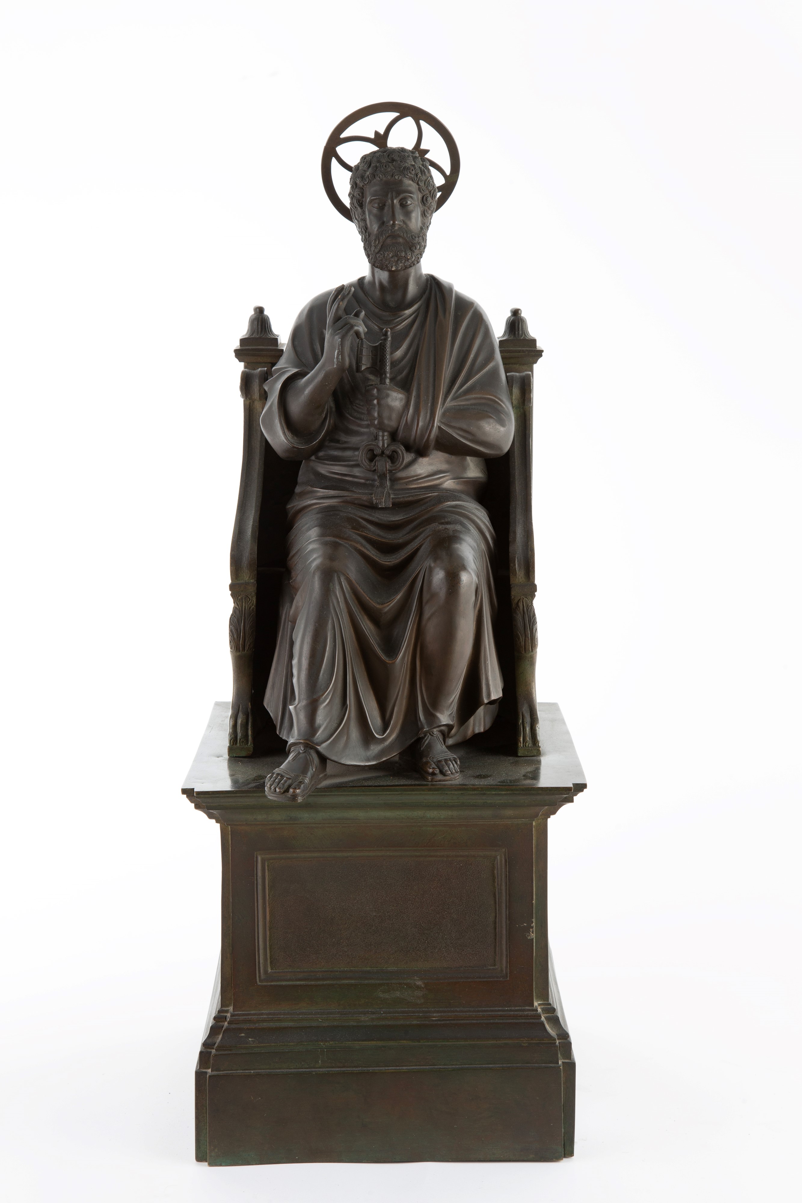 Scultura San Pietro in trono, bronzo cesellato (XX secolo)
