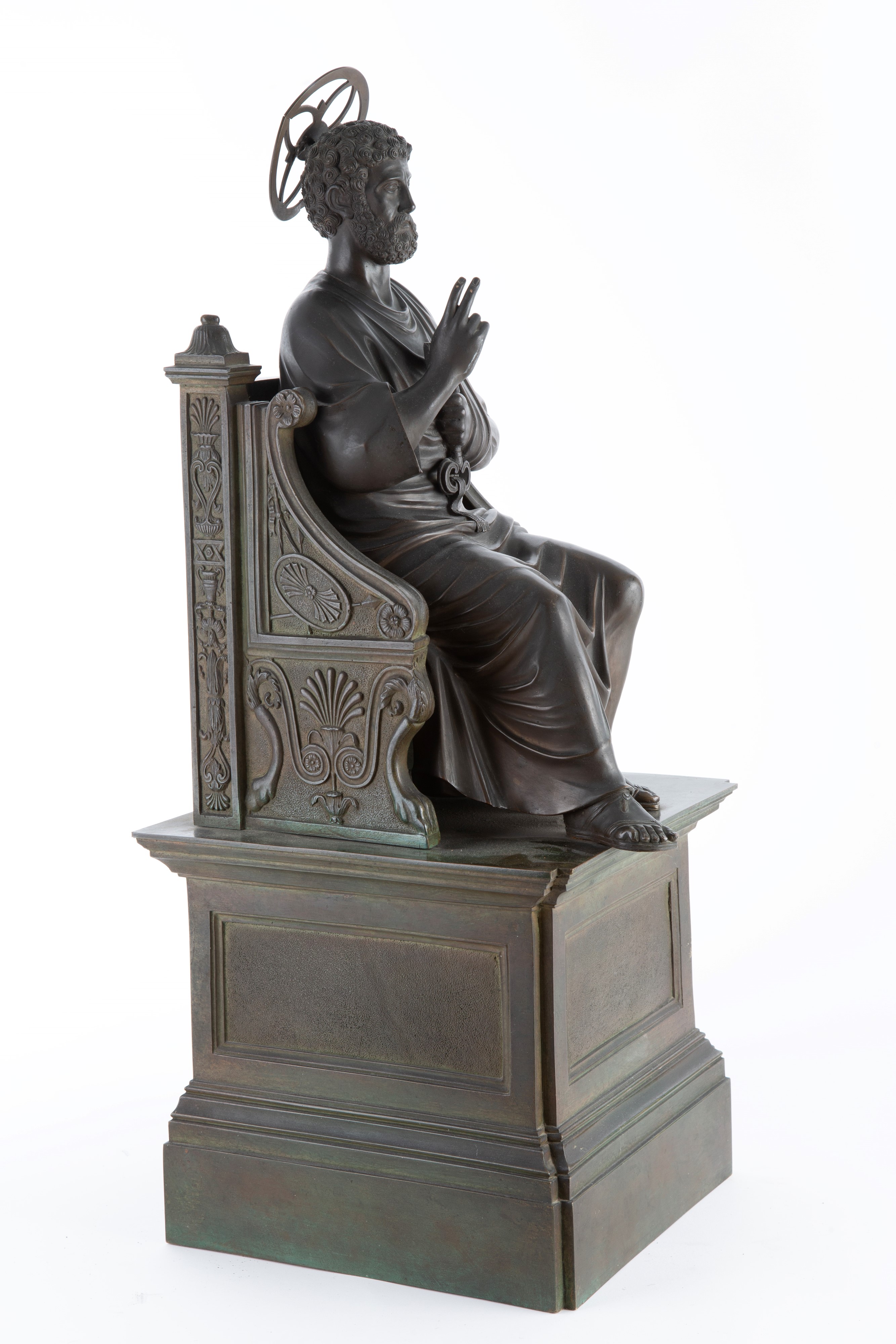 Scultura San Pietro in trono, bronzo cesellato (XX secolo)