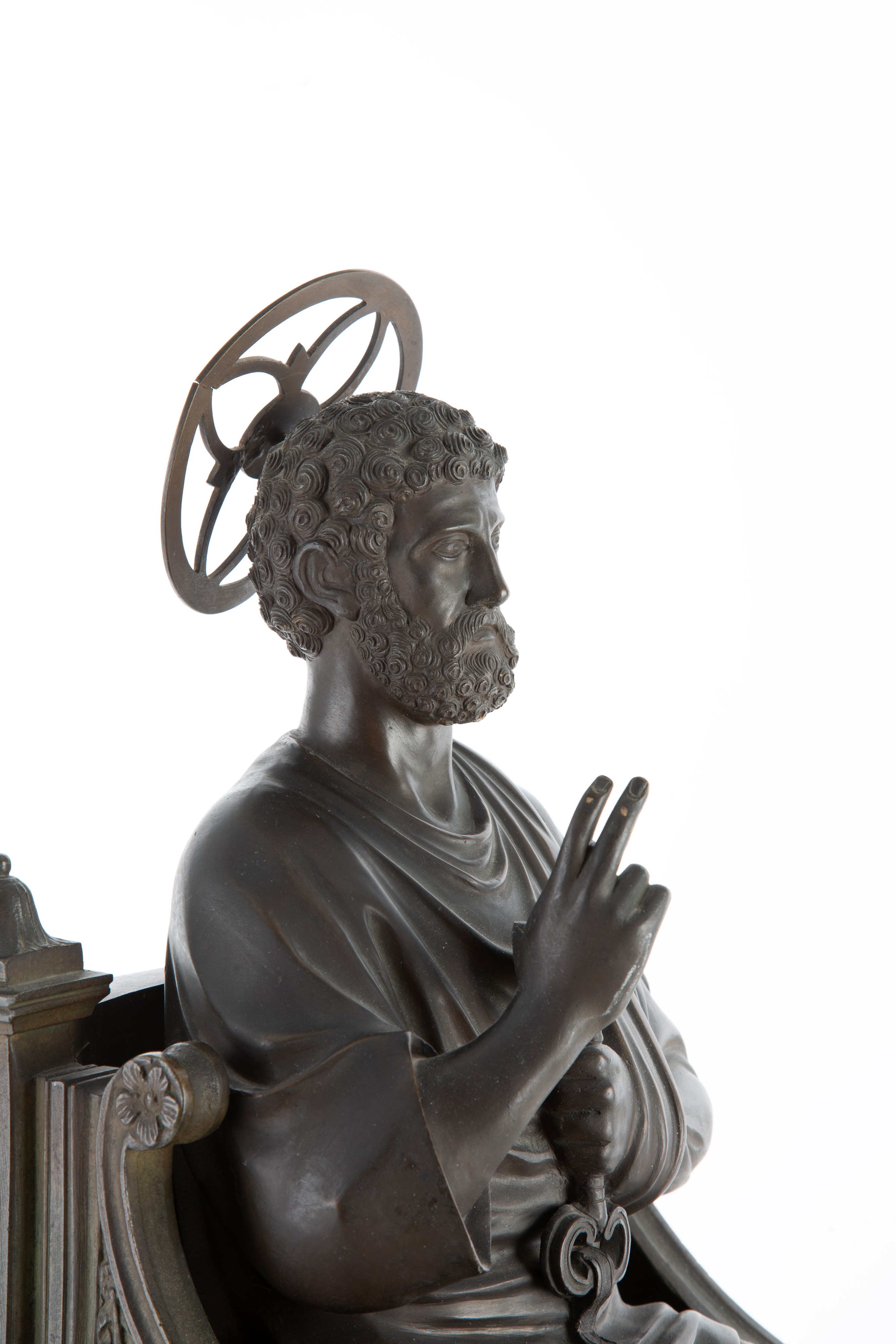 Scultura San Pietro in trono, bronzo cesellato (XX secolo)