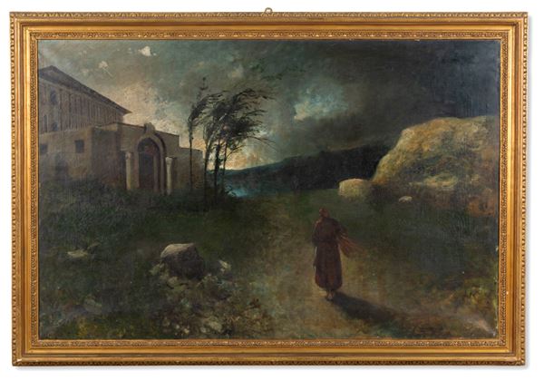 Painting "STORMY LANDSCAPE WITH FIGURES AND ARCHITECTURE"