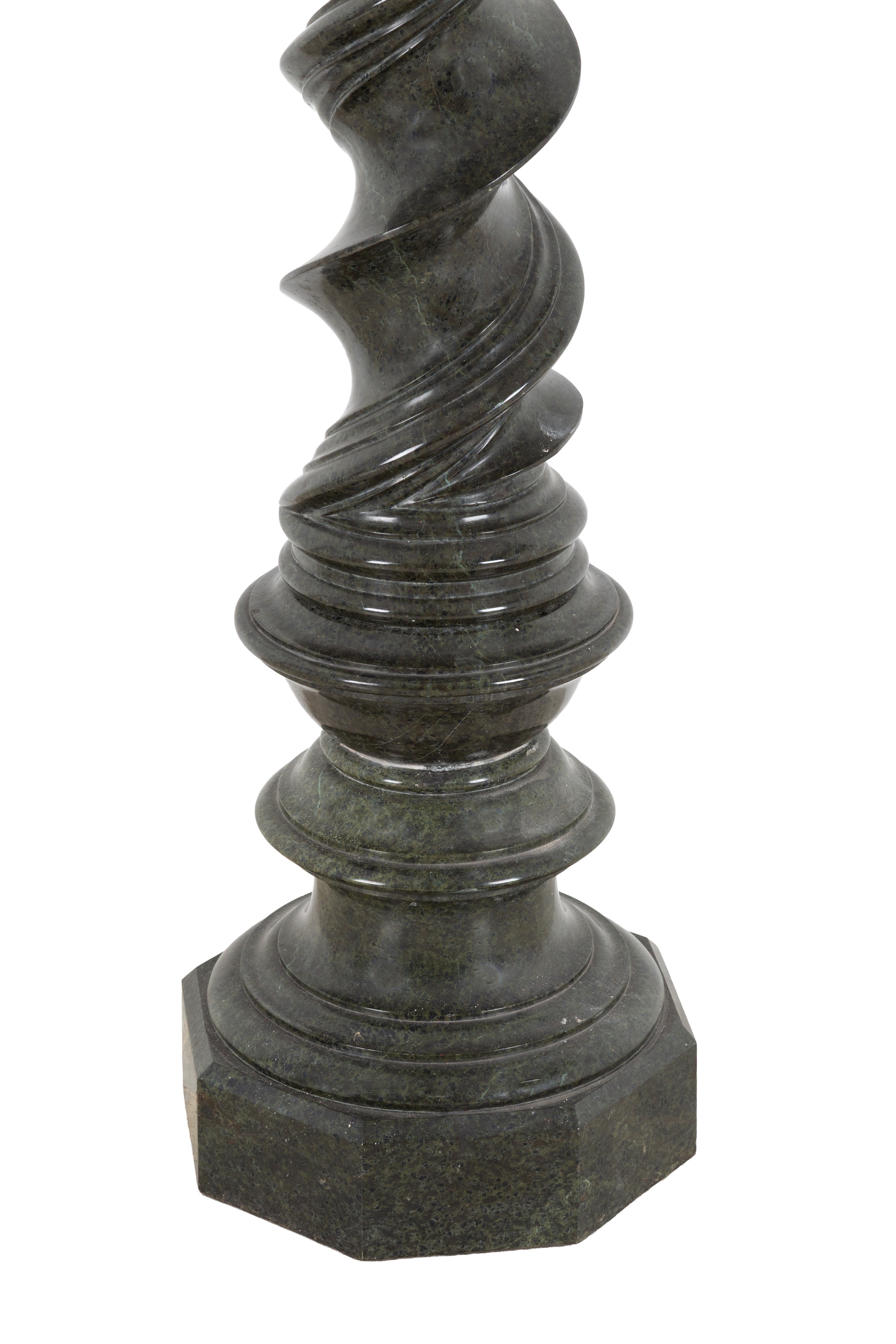 Colonna a torchon in marmo verde, fine XIX secolo