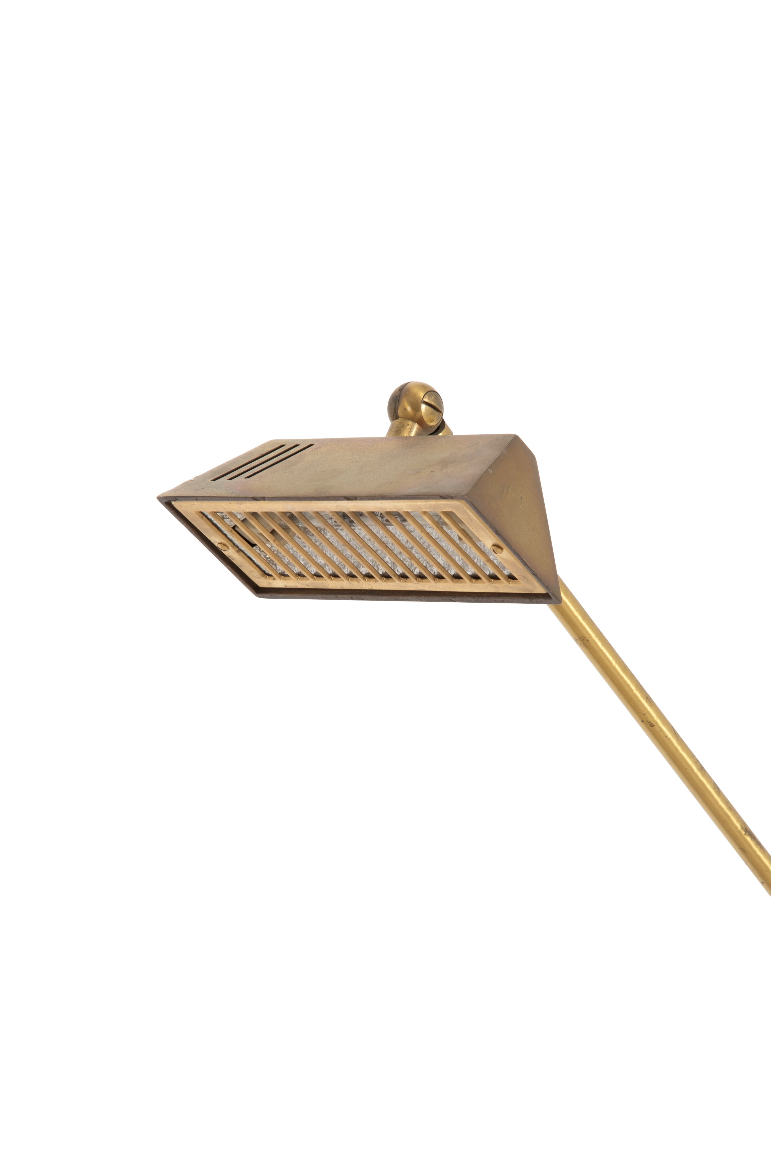 Lampada da terra in ottone con base in travertino, anni '90