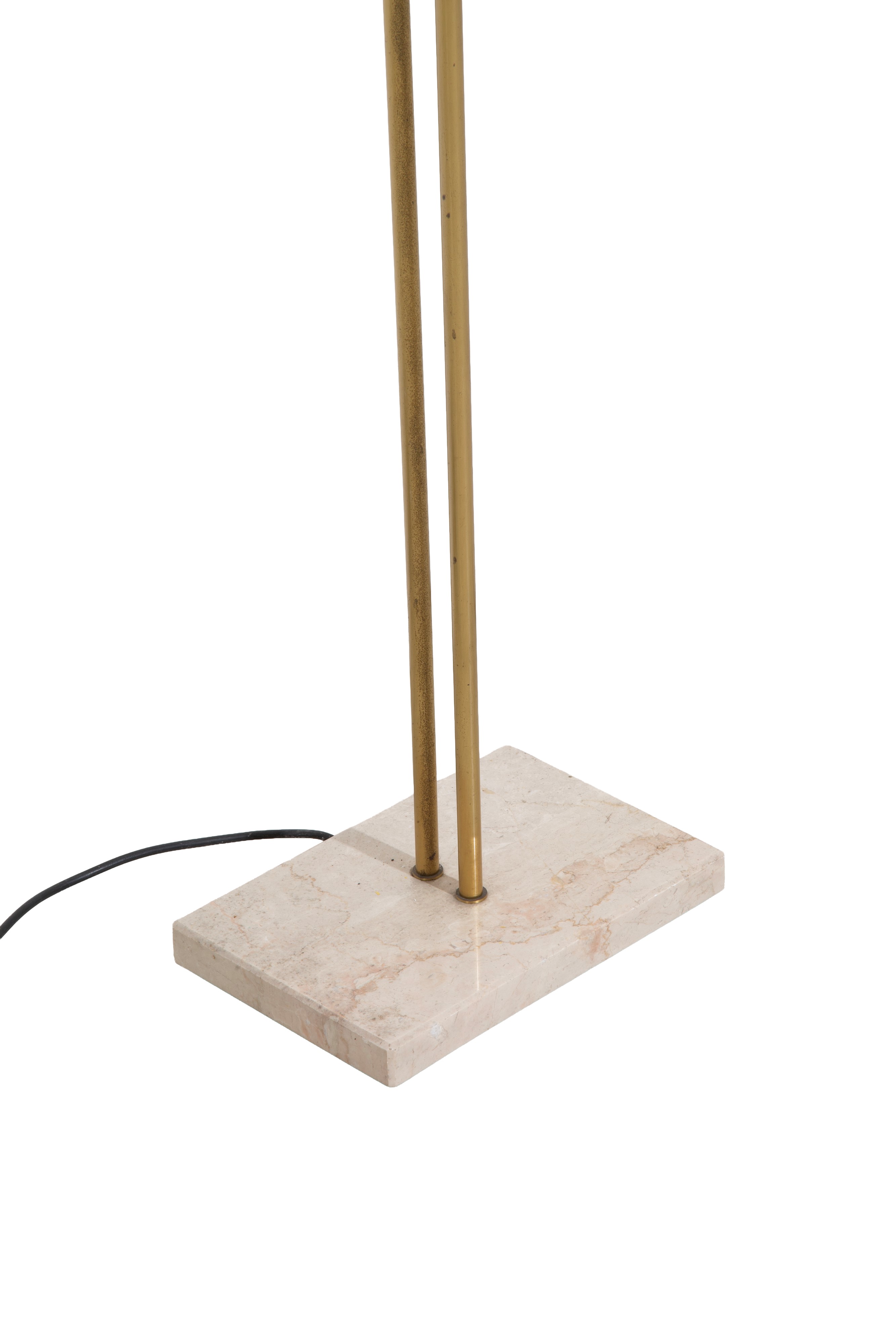 Lampada da terra in ottone con base in travertino, anni '90
