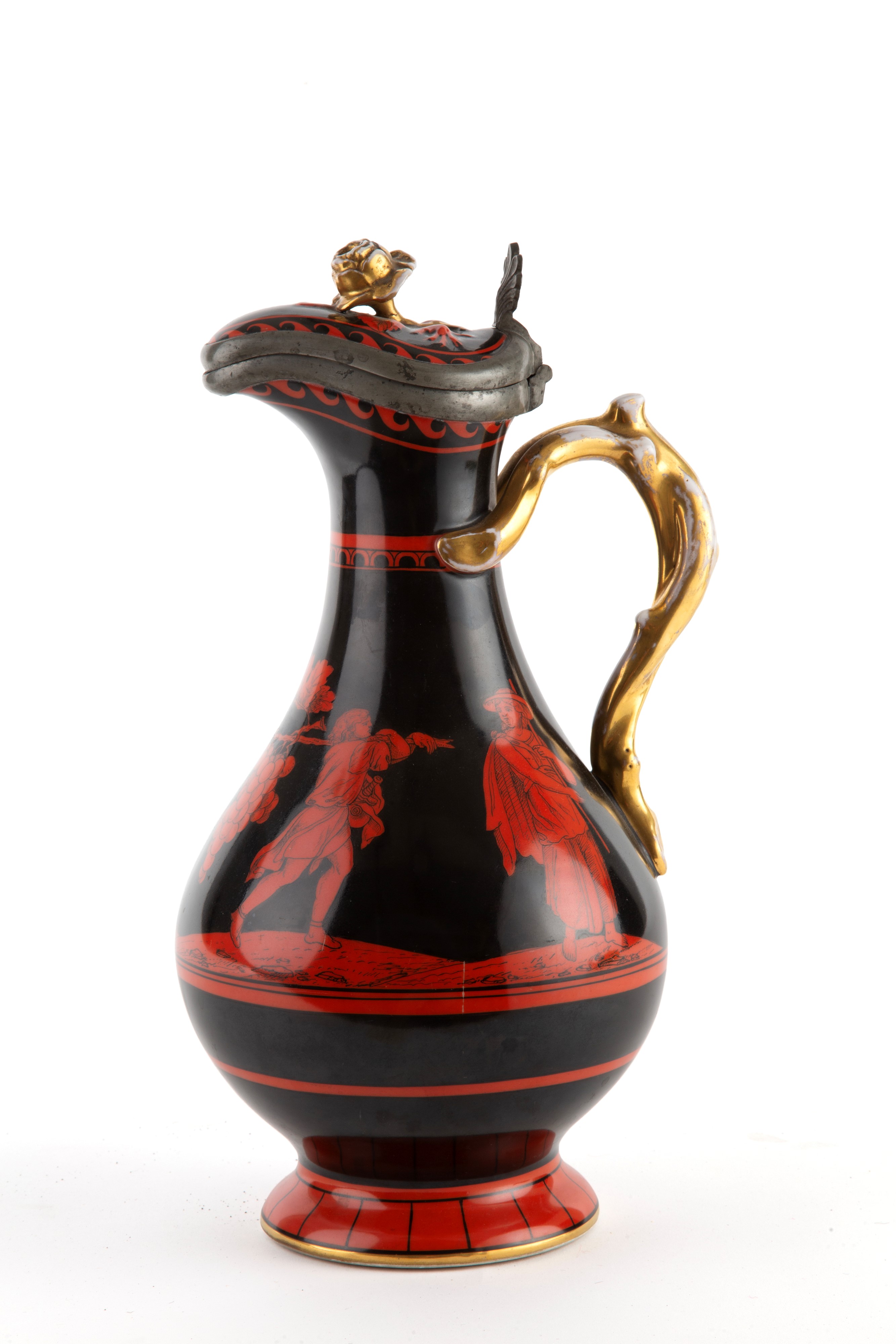 Caraffa in ceramica con decorazione a grottesche, prima metà del XIX secolo