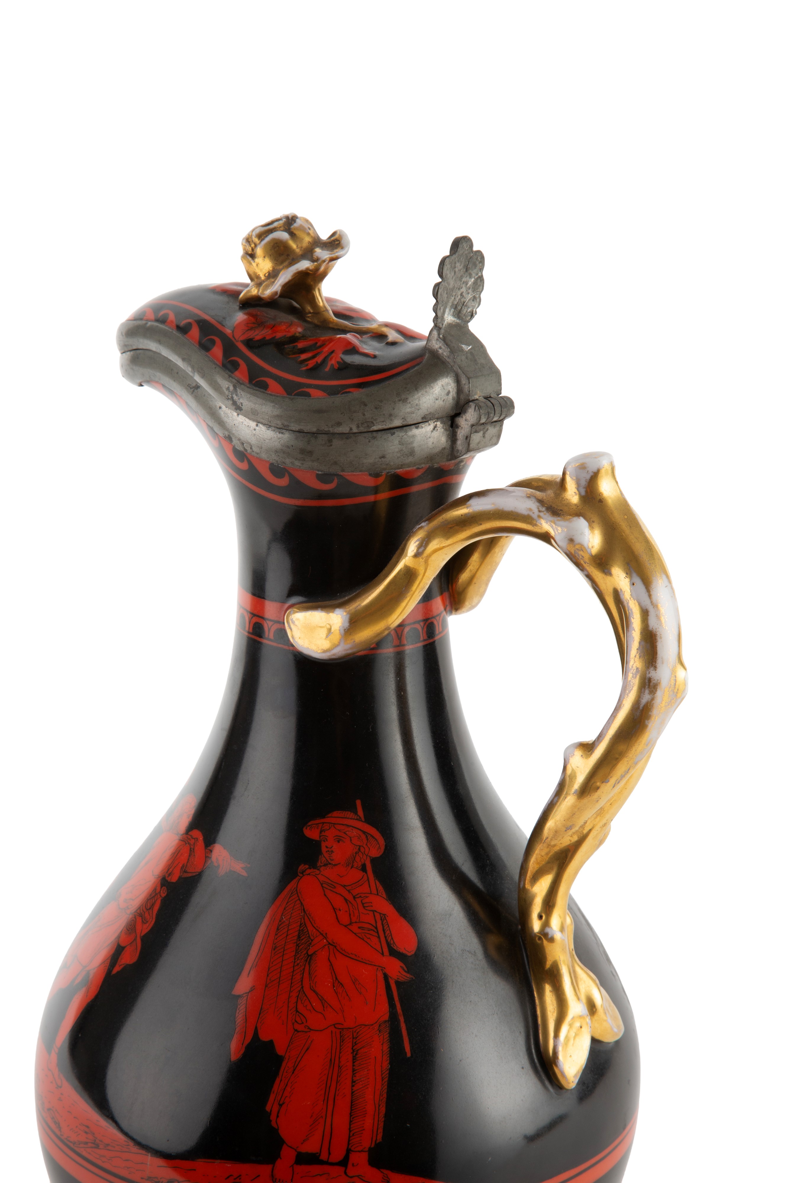 Caraffa in ceramica con decorazione a grottesche, prima metà del XIX secolo