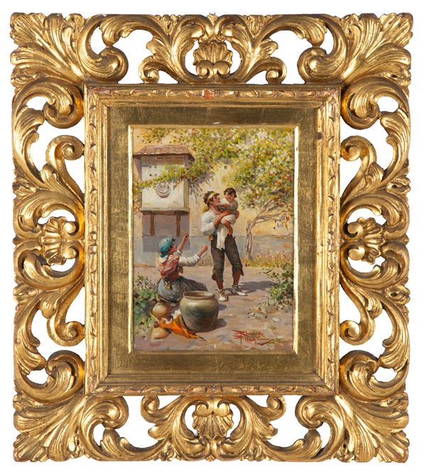 RICCARDO PELLEGRINI - Painting "FAMILY LIFE SCENE"