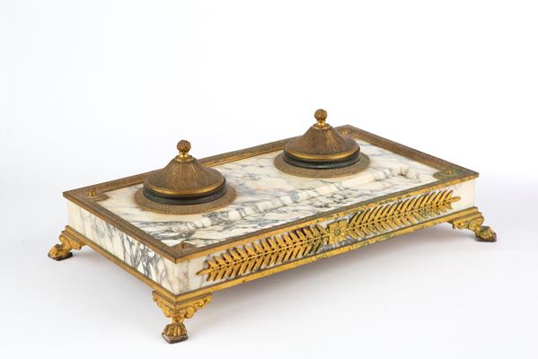 Marble and bronze inkwell