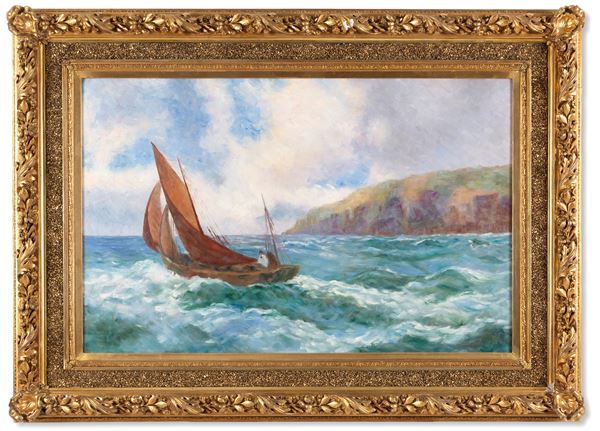 Painting "COASTLINE WITH BOAT"